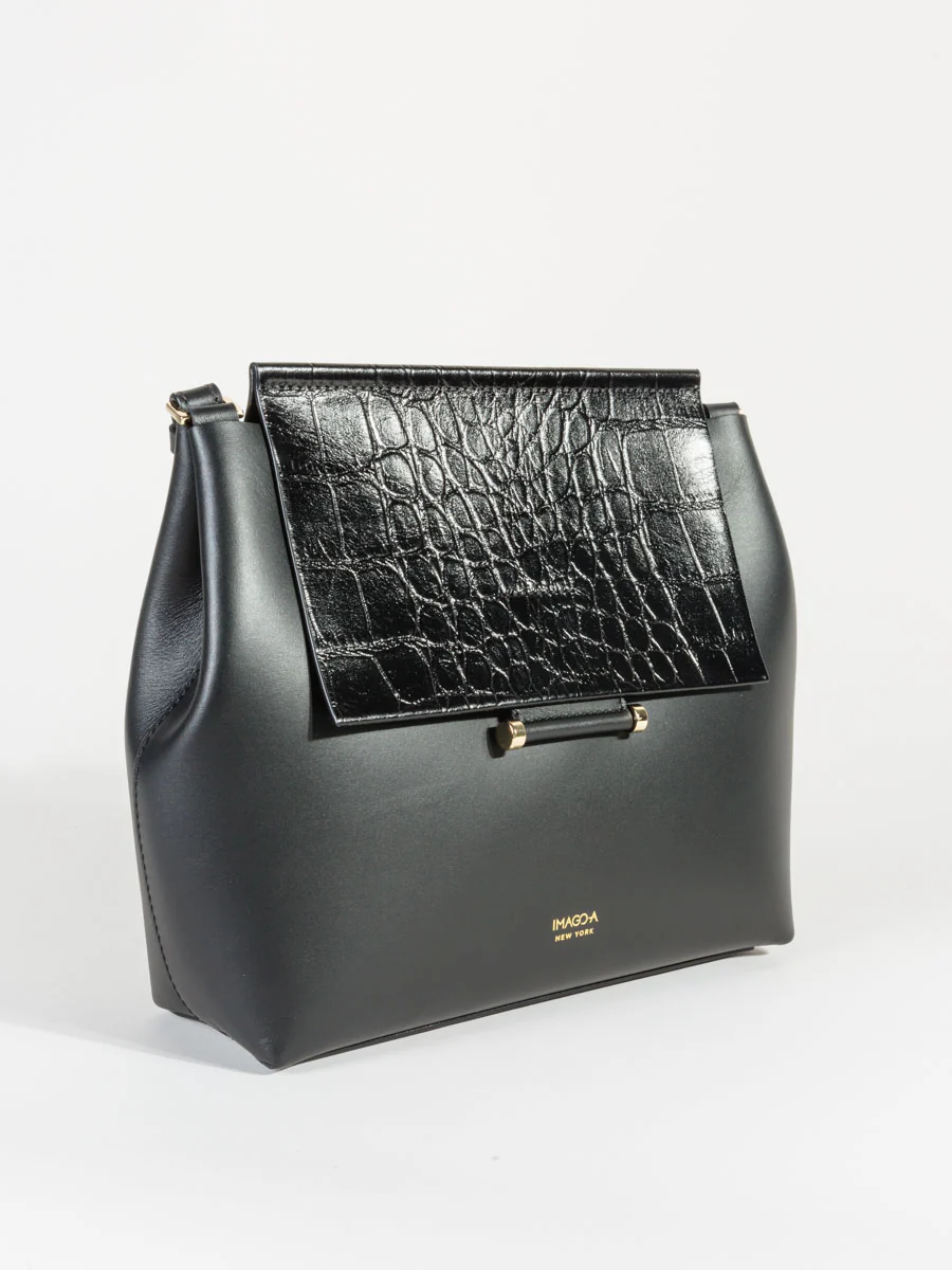 carre shoulder bag - noir croc - Image 3
