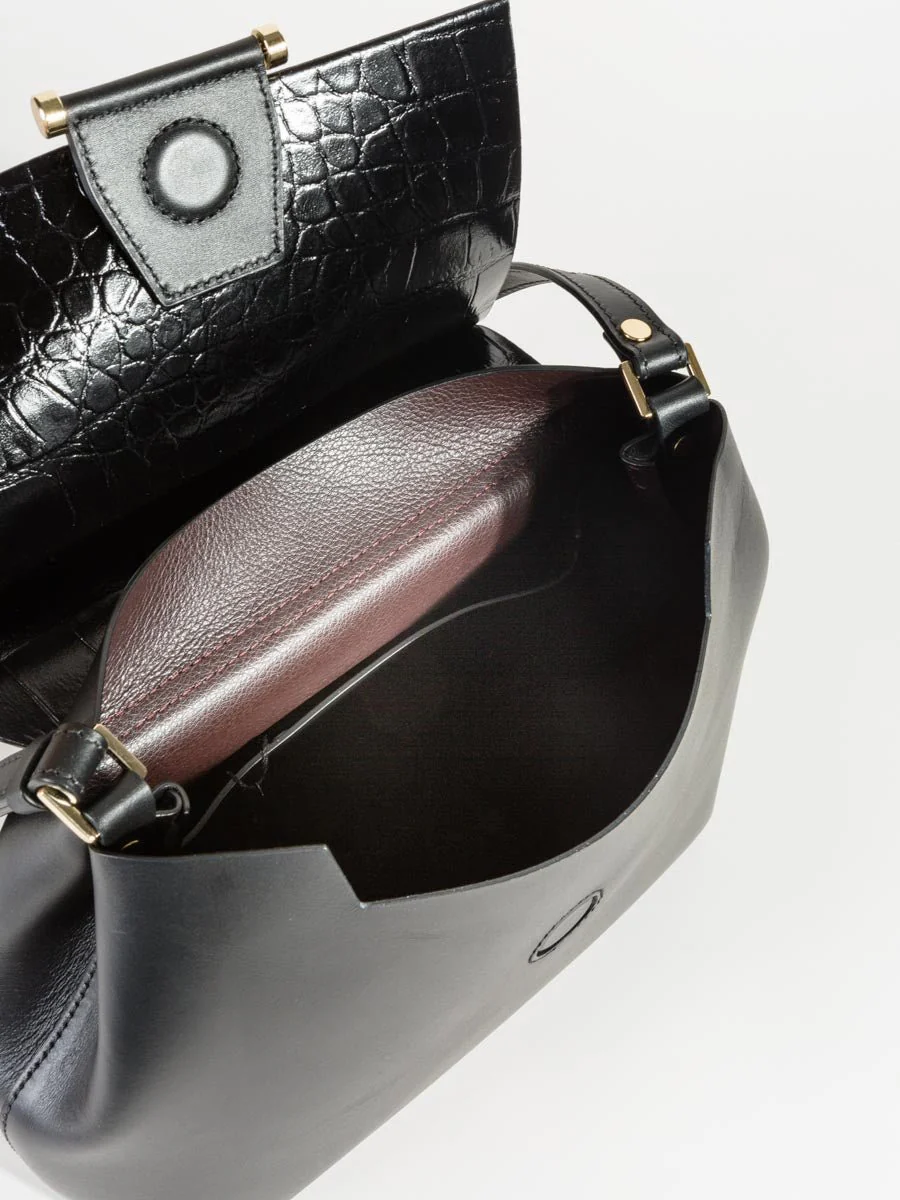 carre shoulder bag - noir croc - Image 5