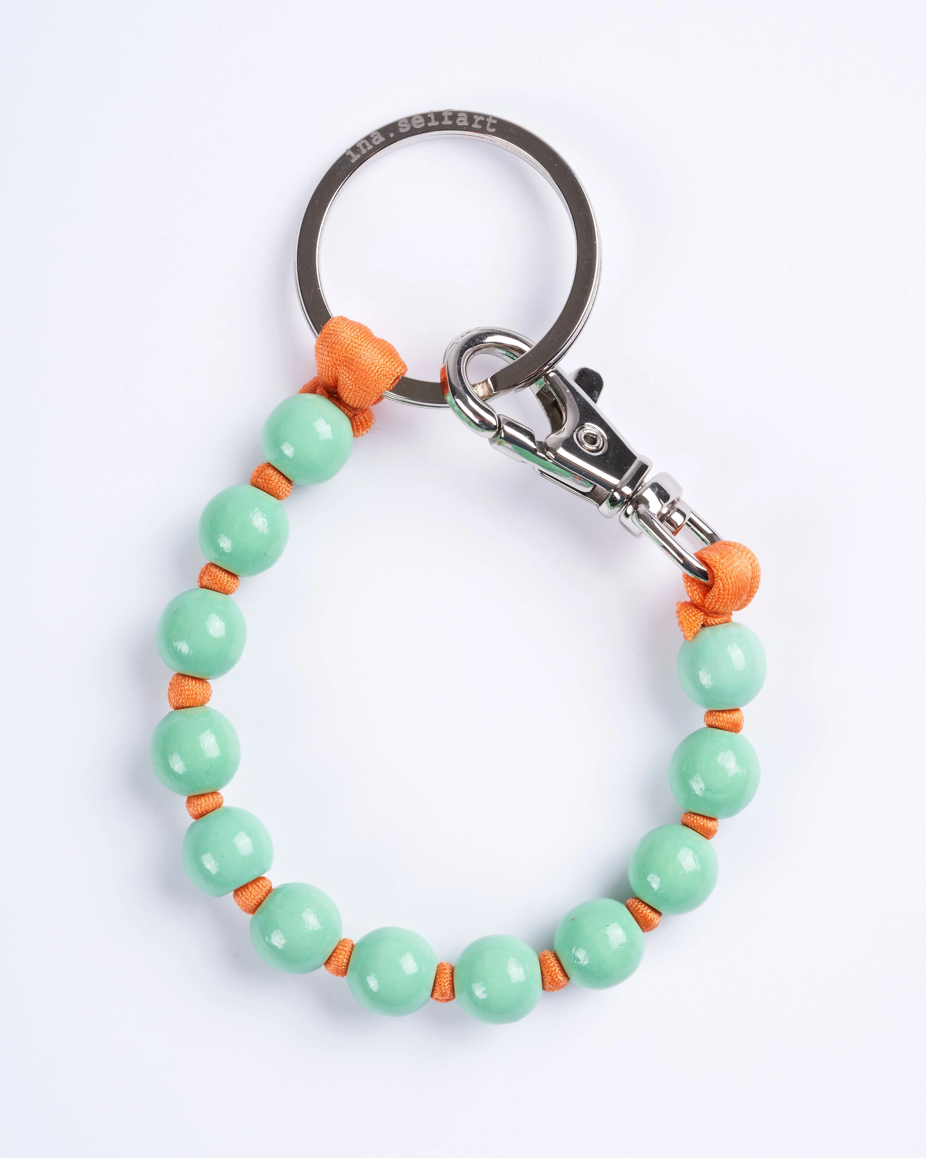 short key holder - pale green orange