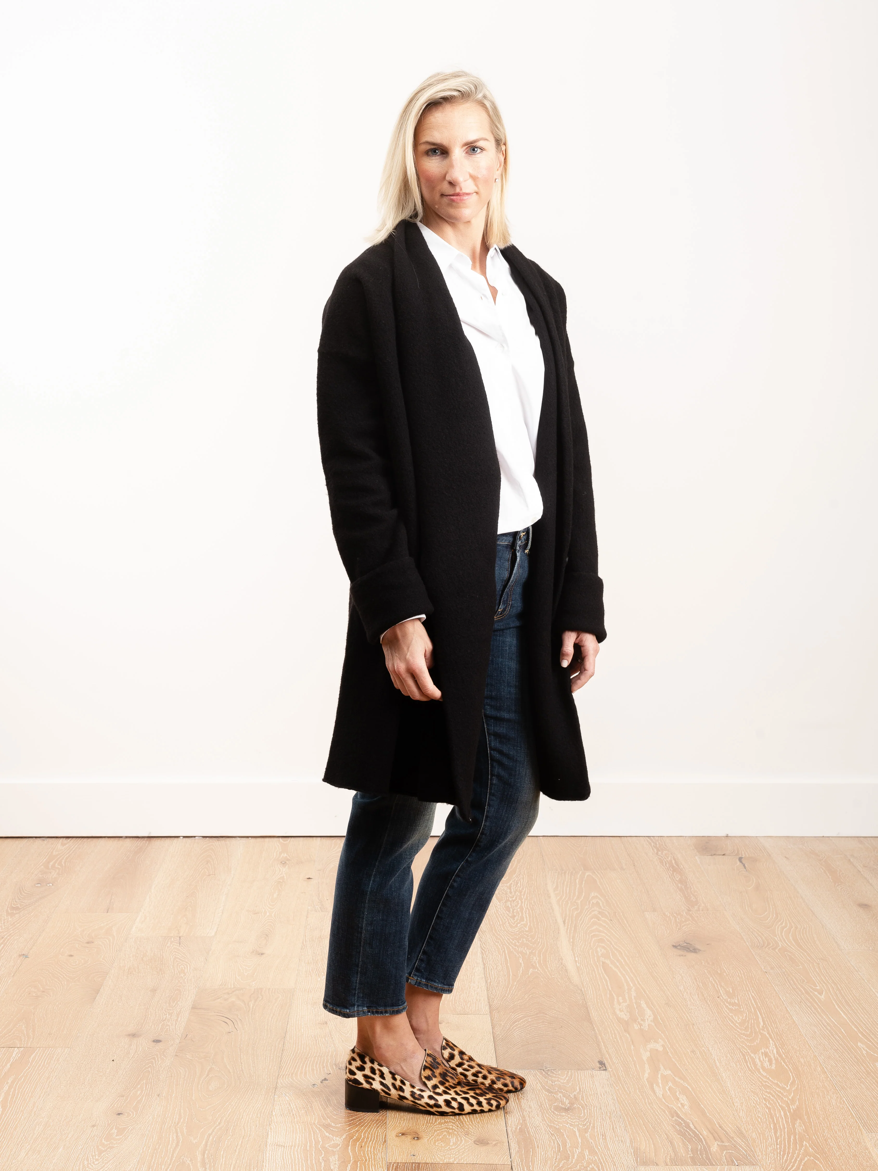 boiled wool coat - black - Image 2