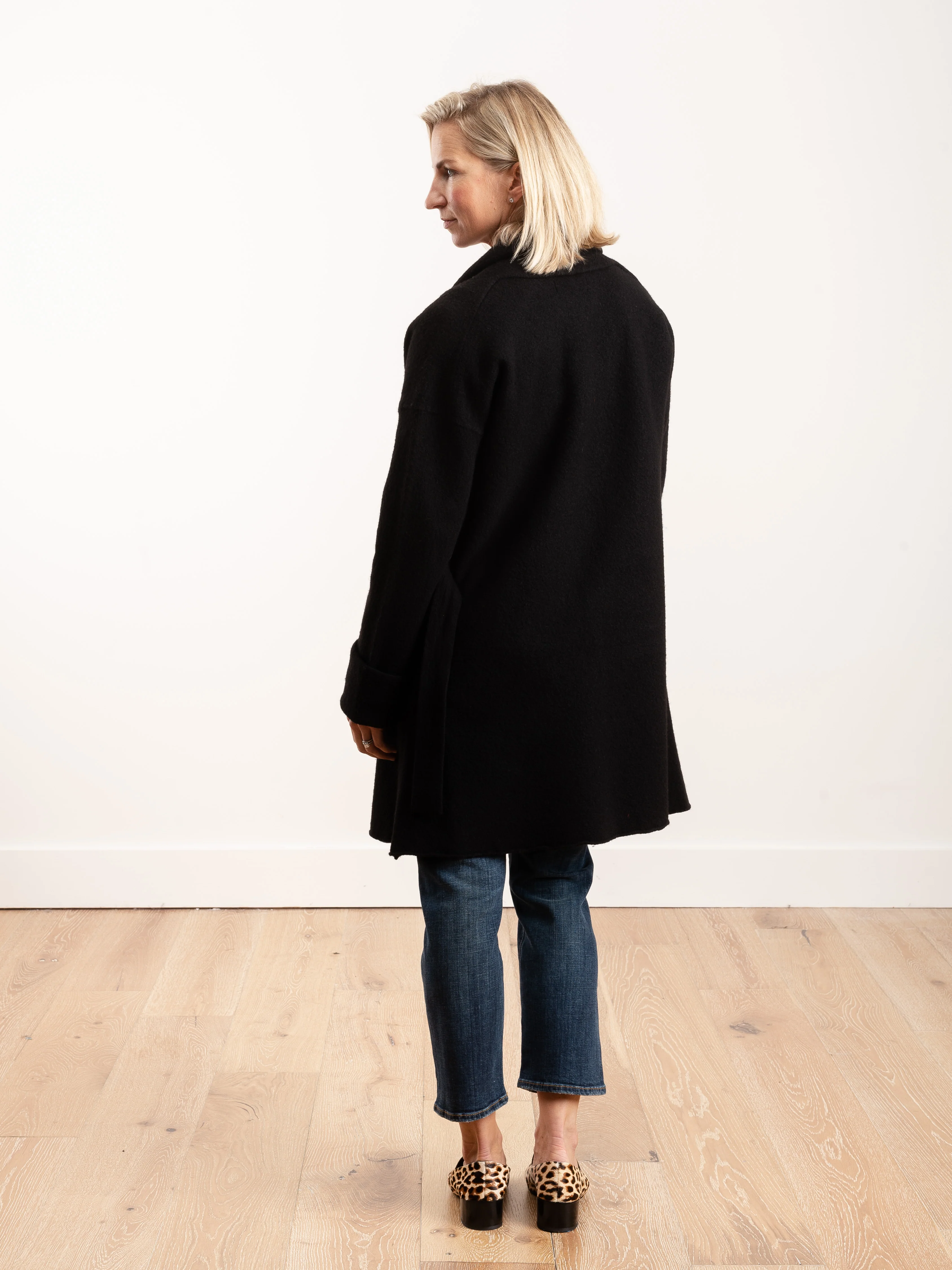 boiled wool coat - black - Image 3