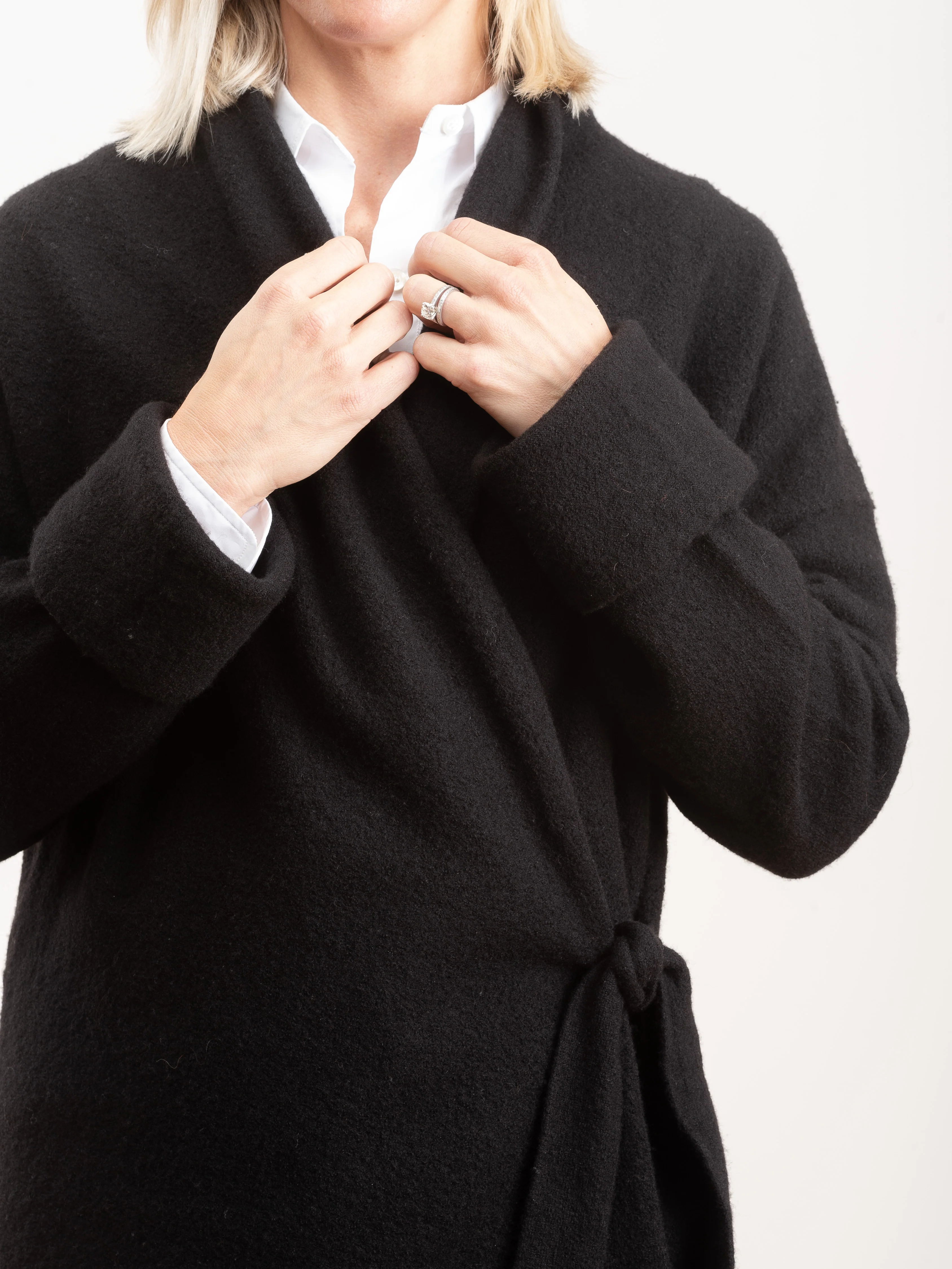 boiled wool coat - black - Image 4