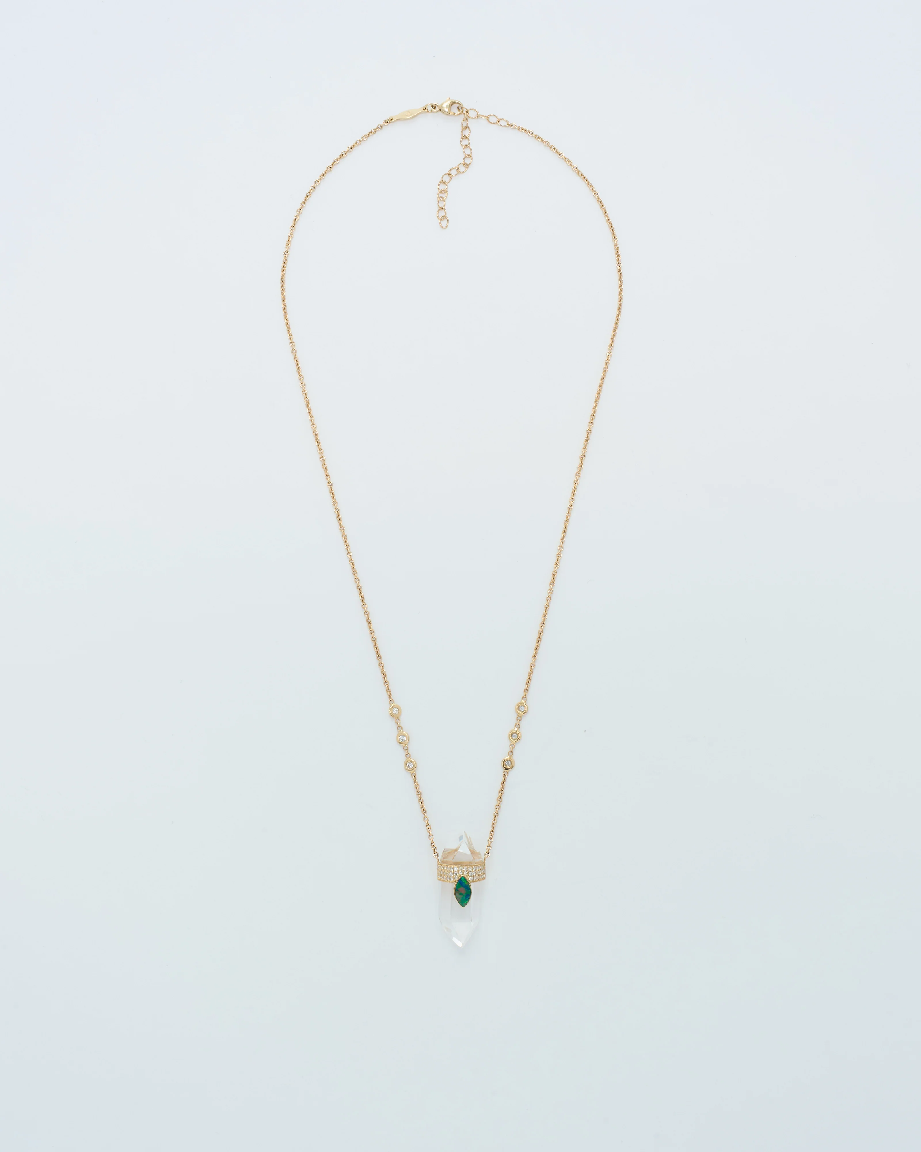 3 row pave opal and quartz crystal necklace - Image 7