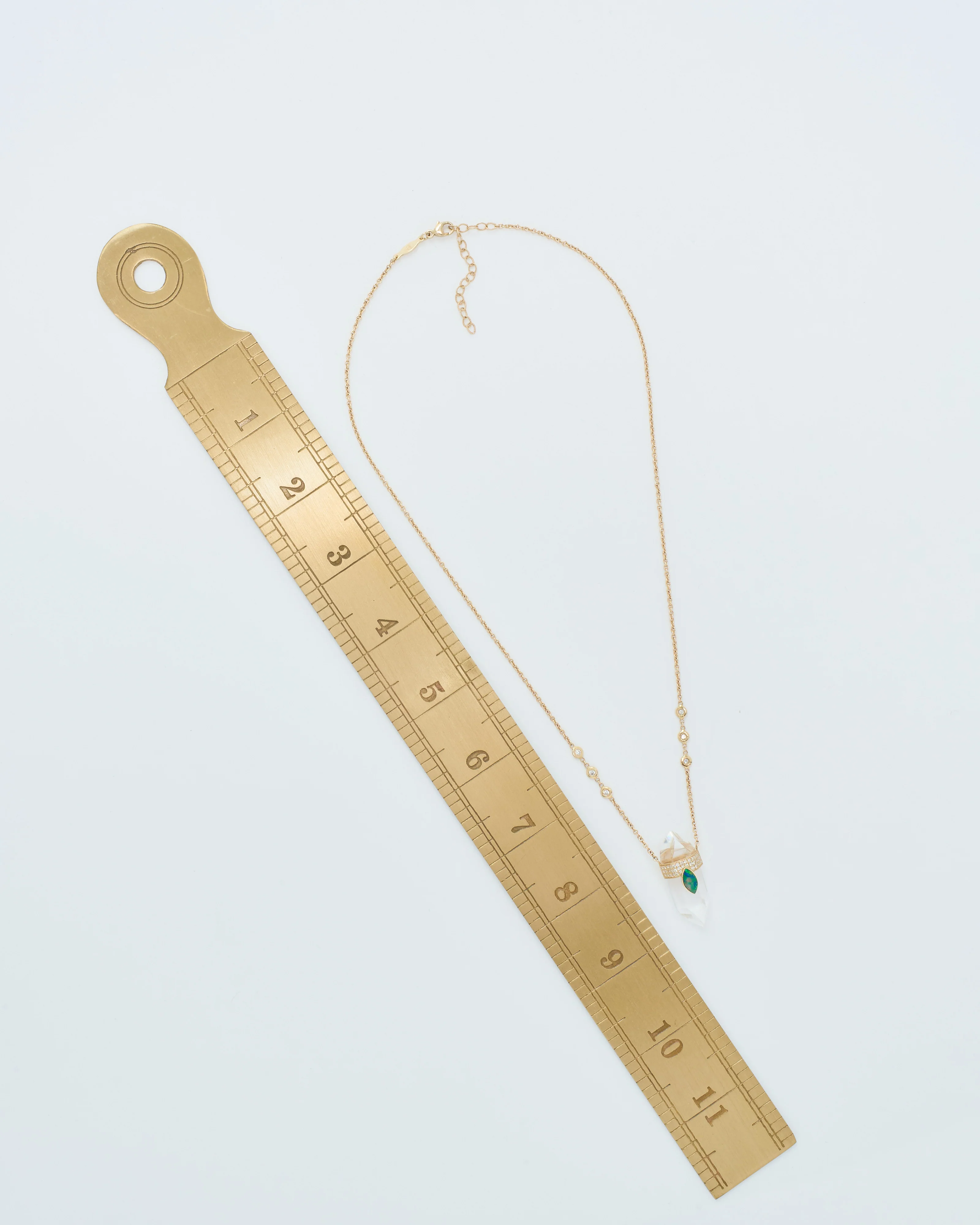 3 row pave opal and quartz crystal necklace - Image 9