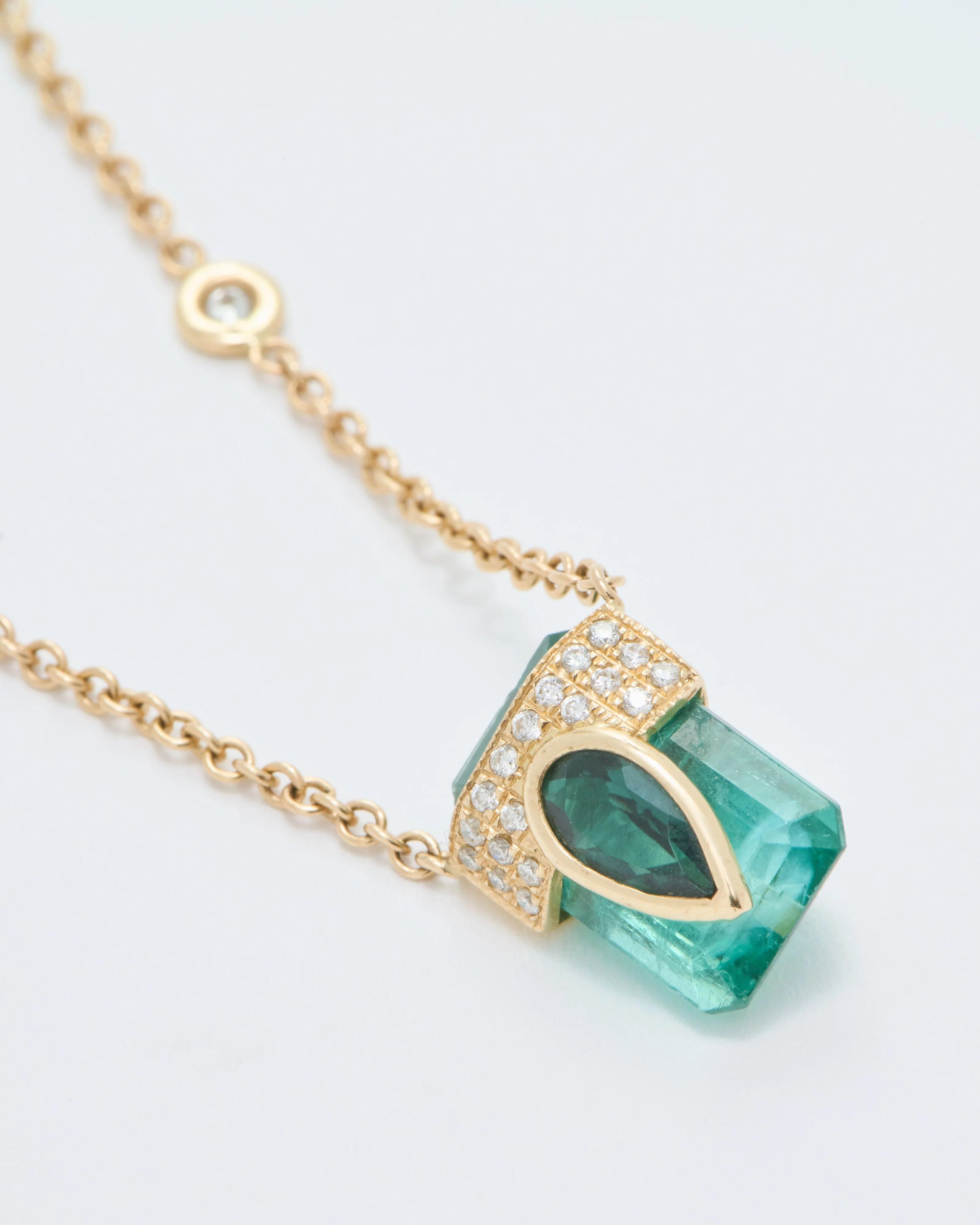 3 row pave tourmaline pendant necklace - Image 4