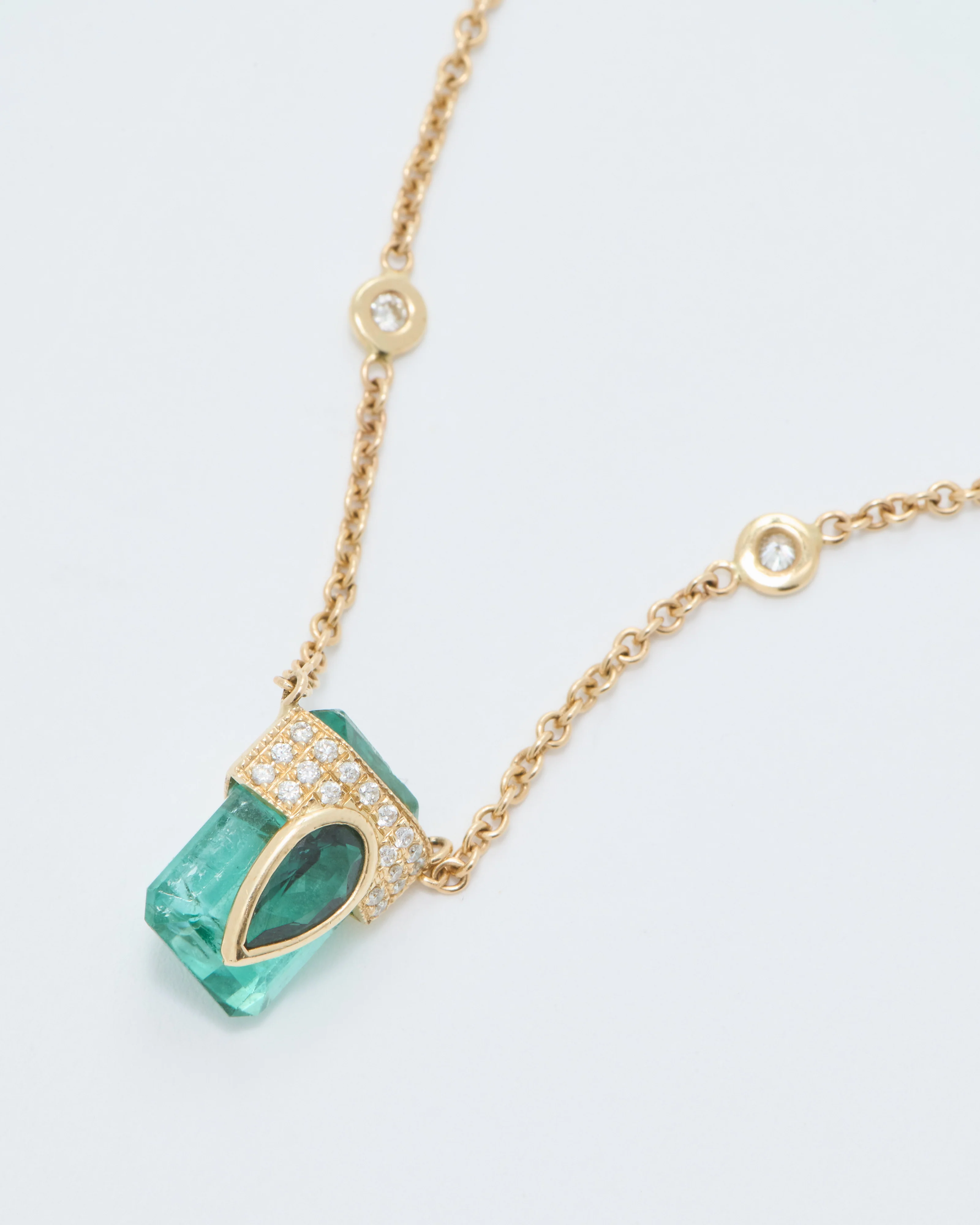 3 row pave tourmaline pendant necklace - Image 6