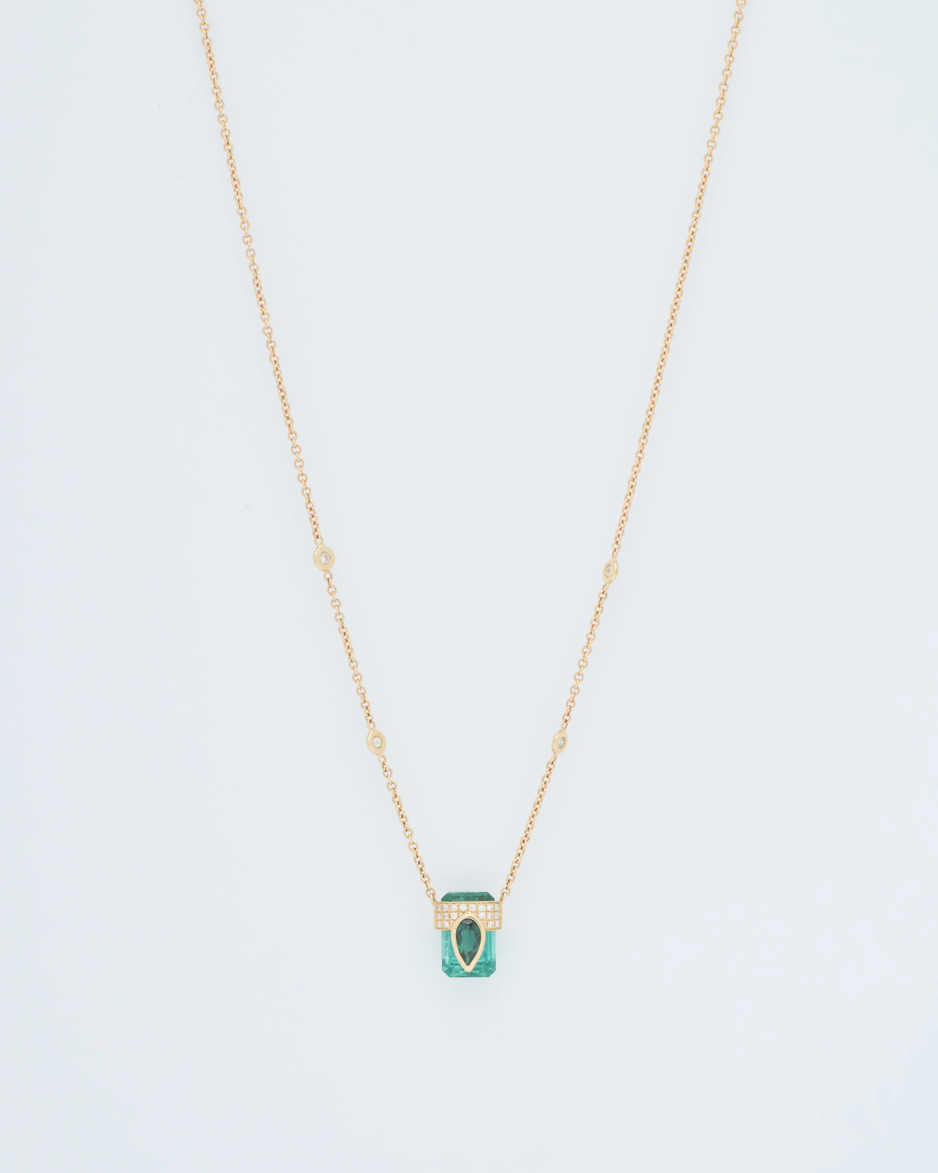 3 row pave tourmaline pendant necklace - Image 7