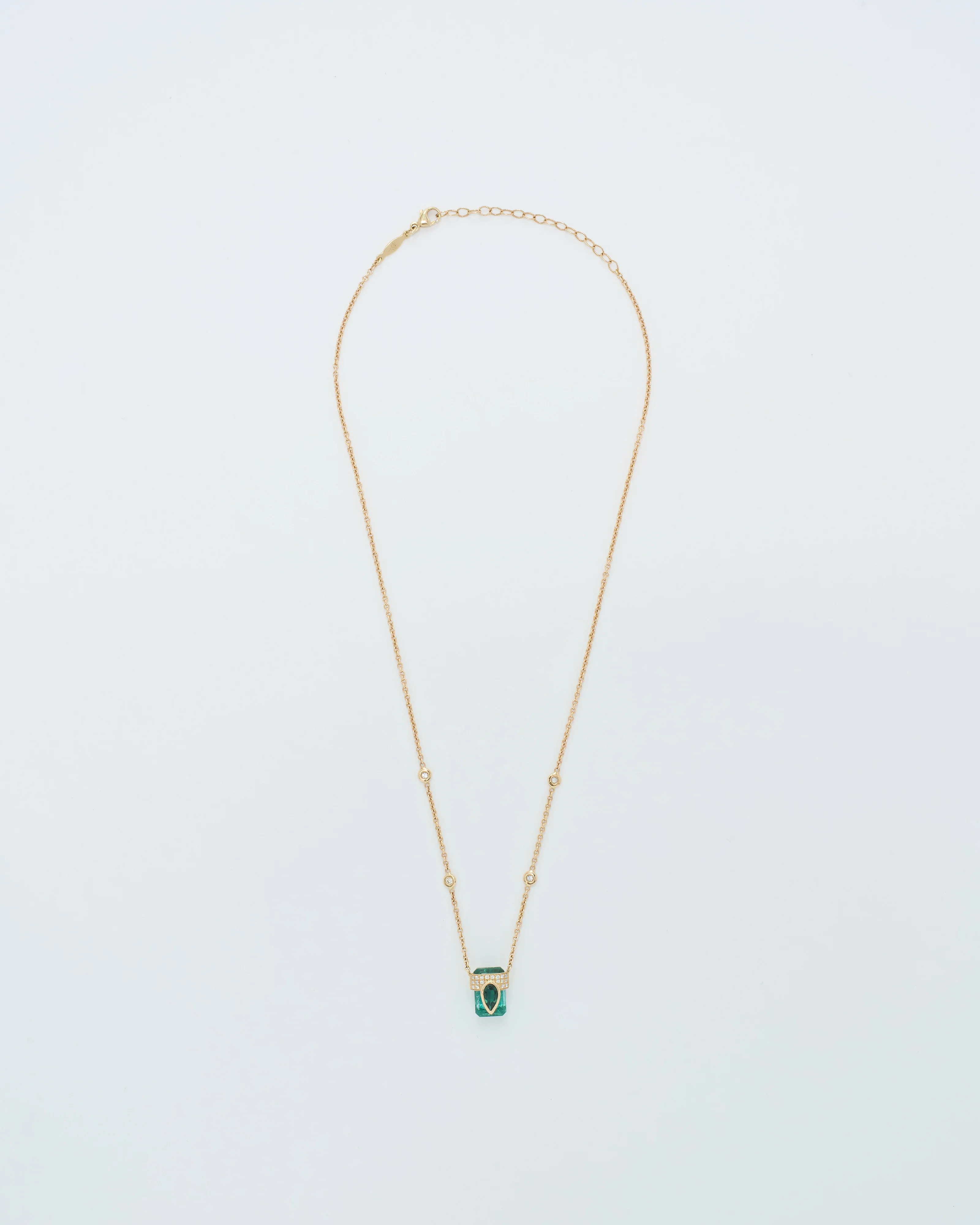 3 row pave tourmaline pendant necklace - Image 8