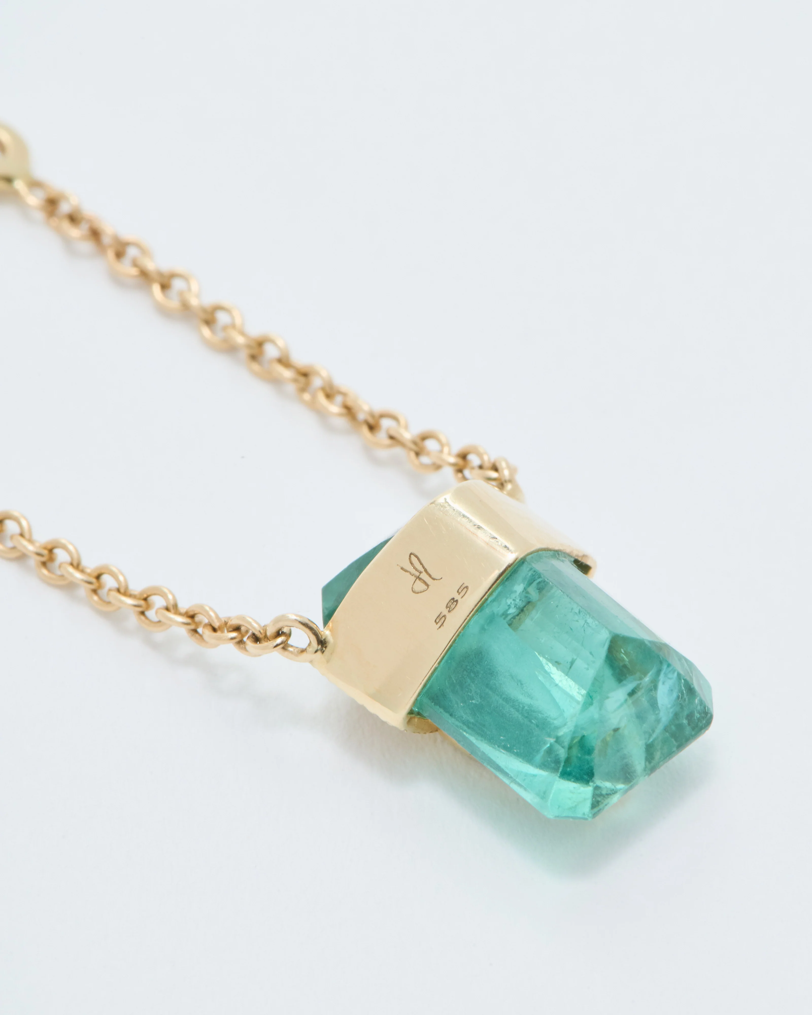 3 row pave tourmaline pendant necklace - Image 9