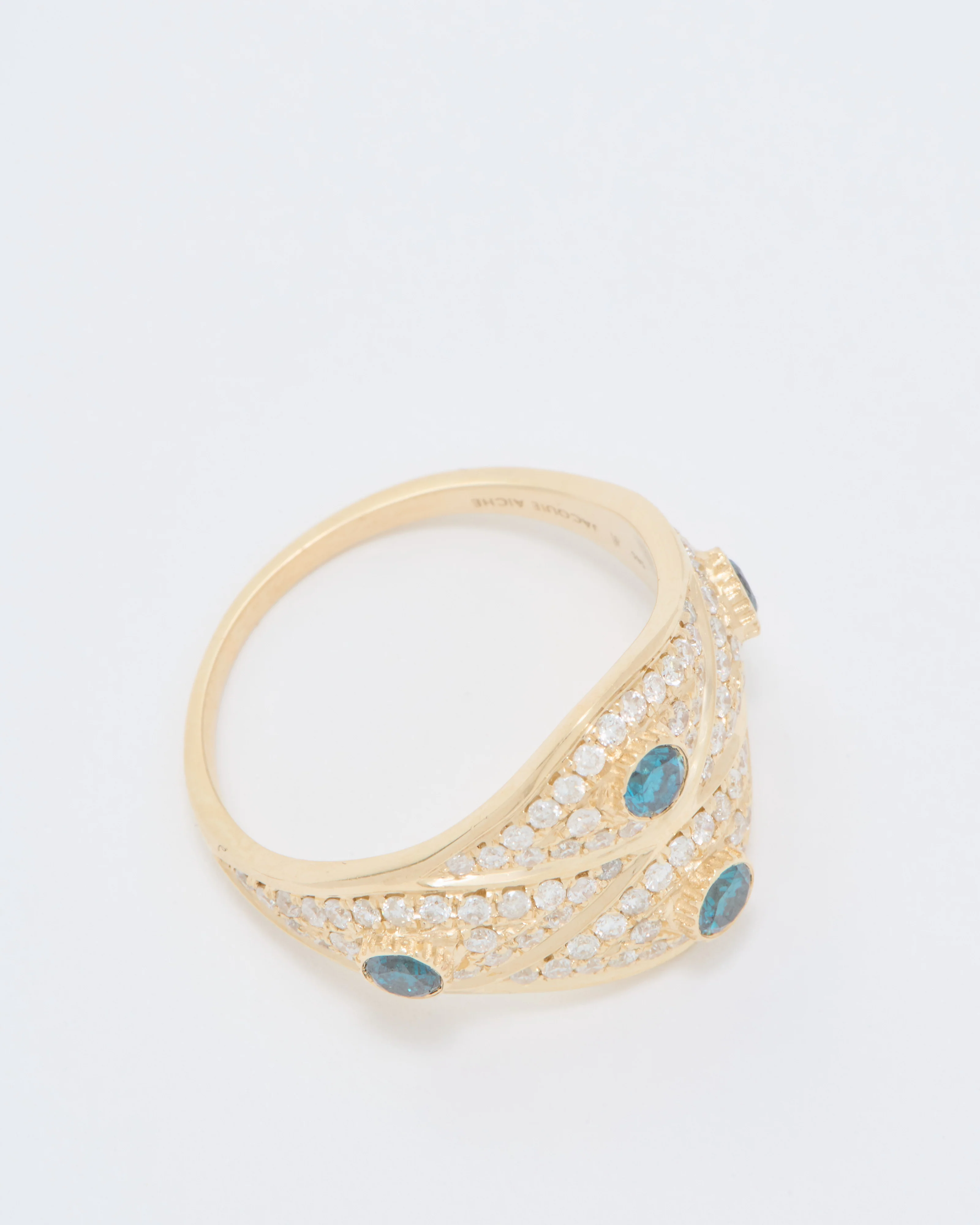 4 blue diamond center pave eye ring - Image 6