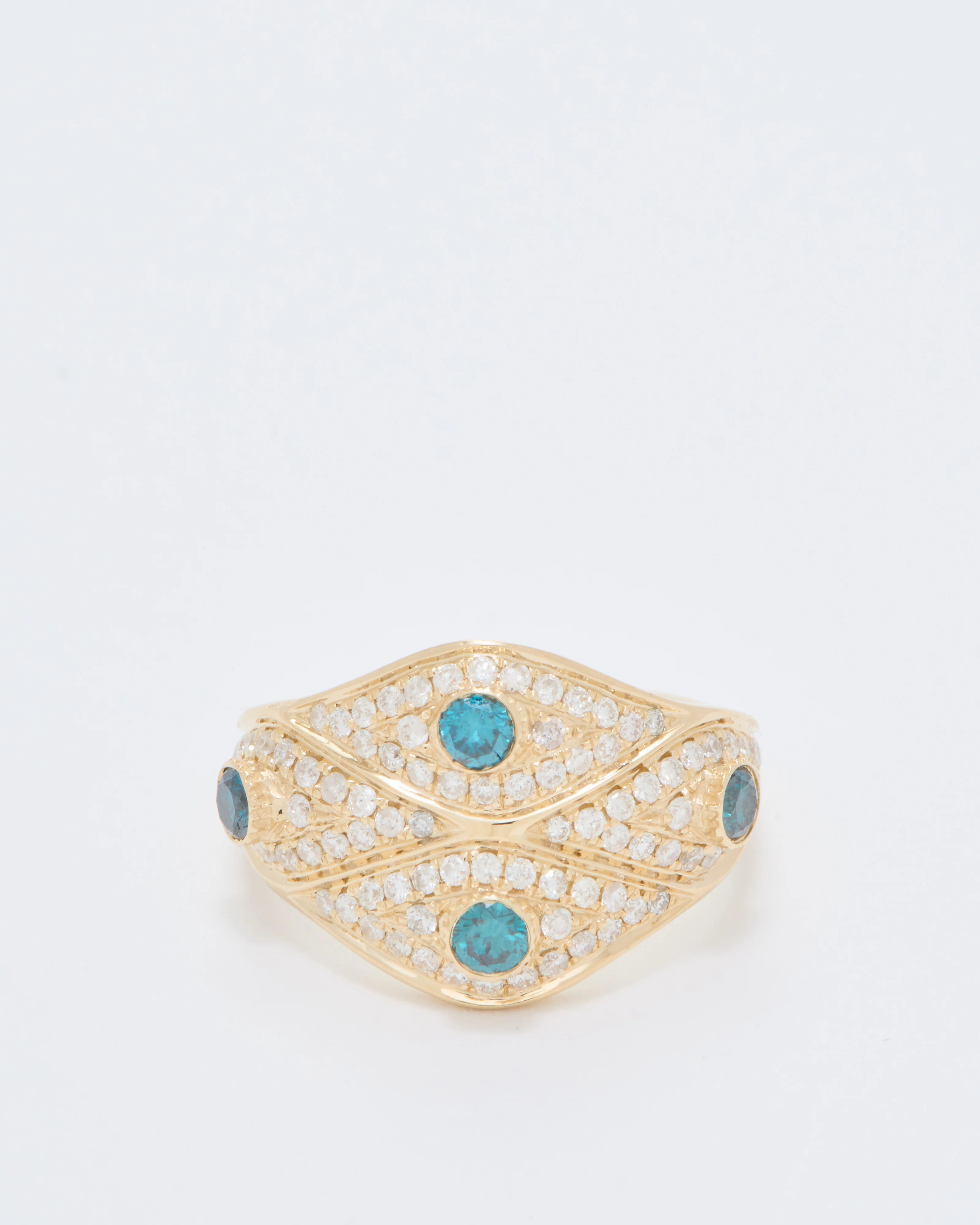 4 blue diamond center pave eye ring - Image 7