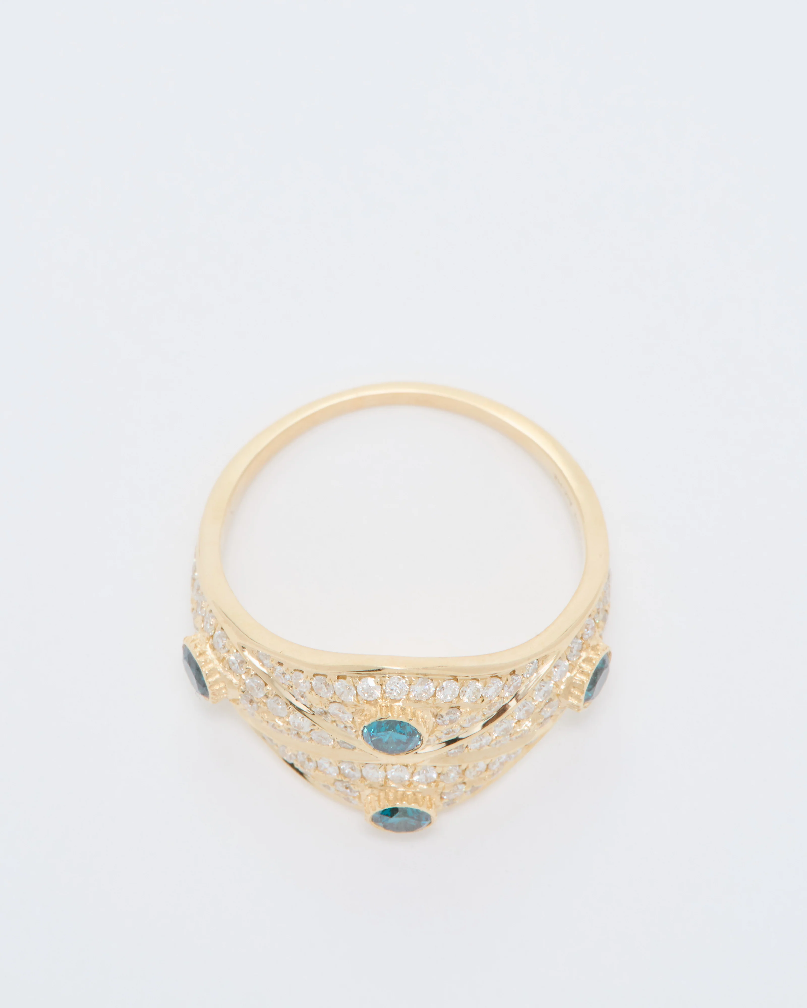 4 blue diamond center pave eye ring - Image 8