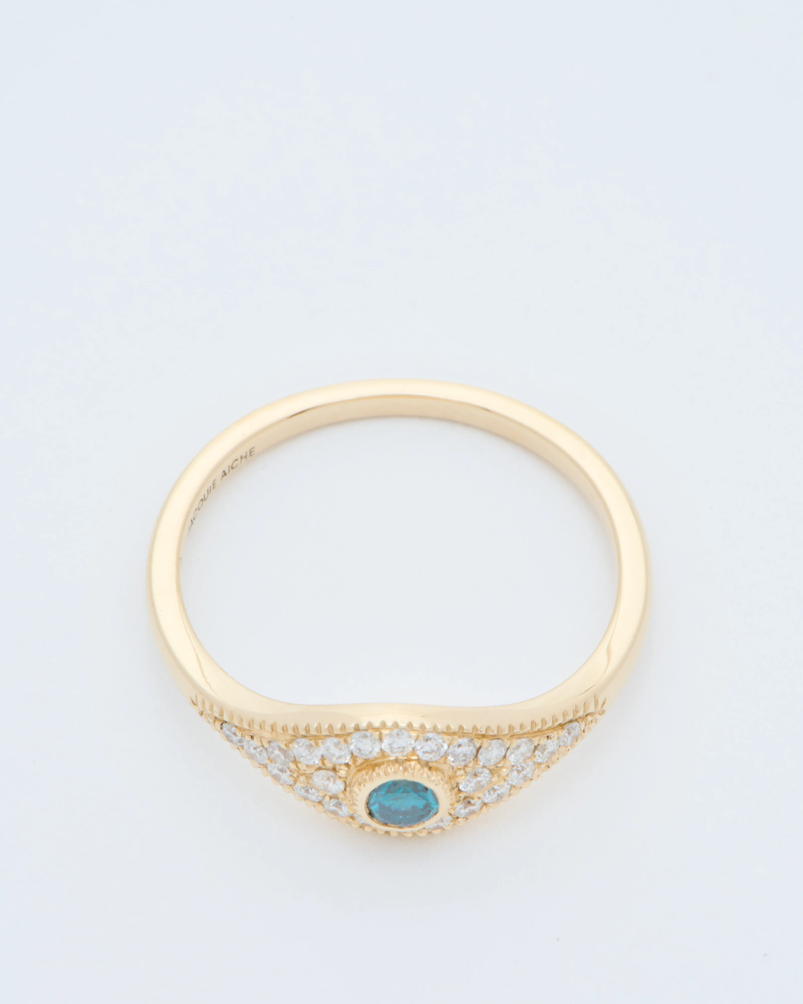 blue diamond center pave eye ring - Image 4