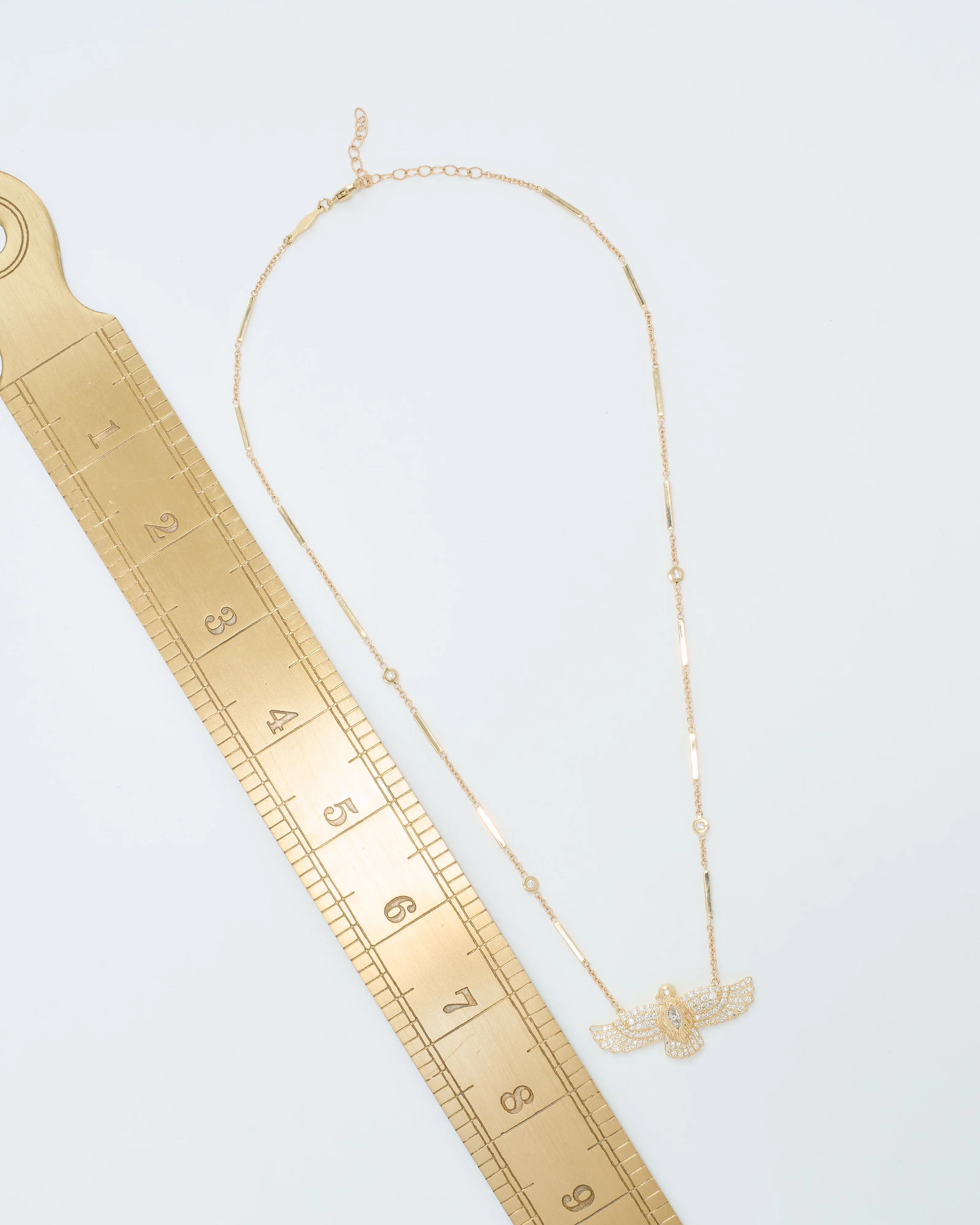 medium pave thunderbird diamond smooth bar necklace - Image 10