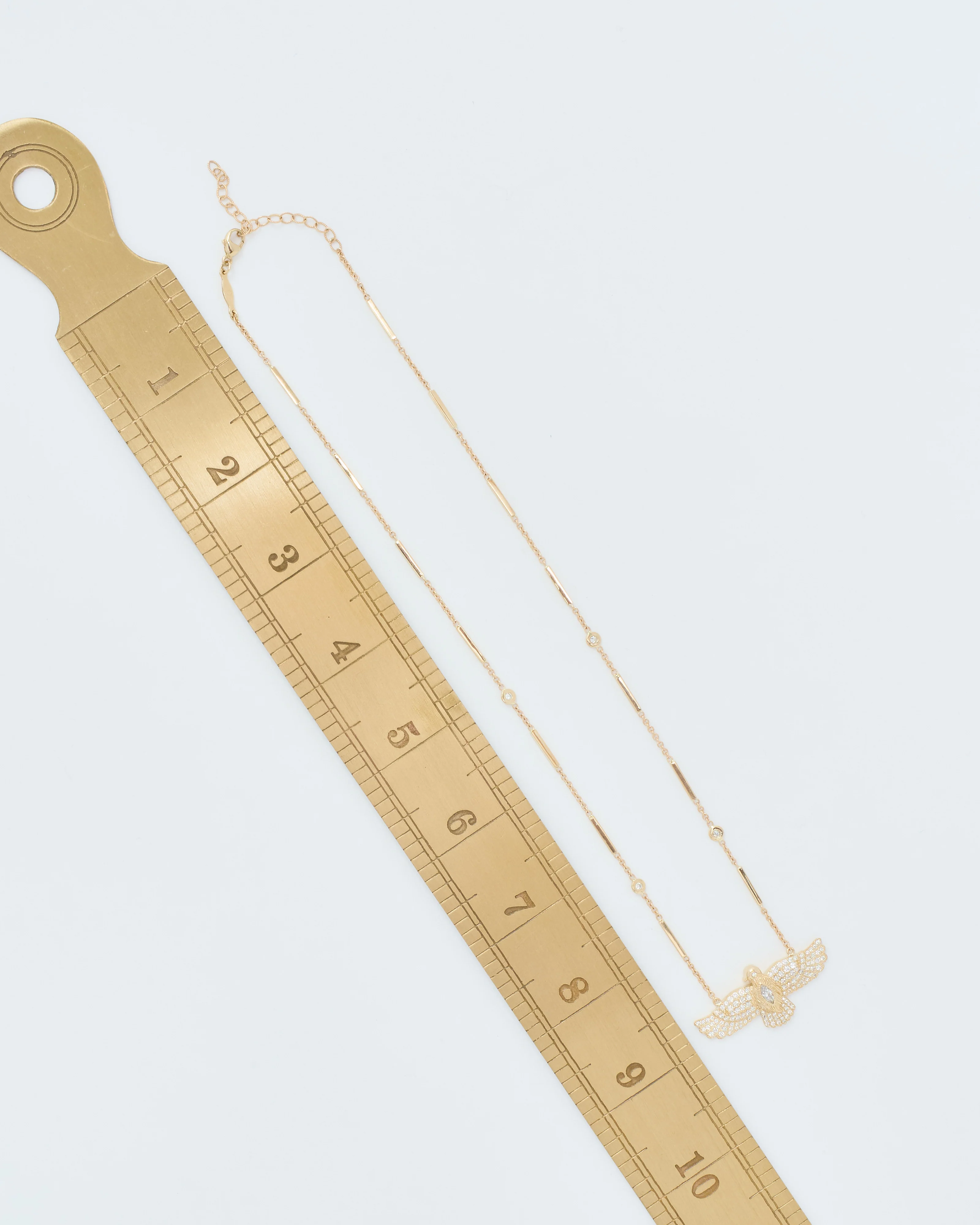 medium pave thunderbird diamond smooth bar necklace - Image 11