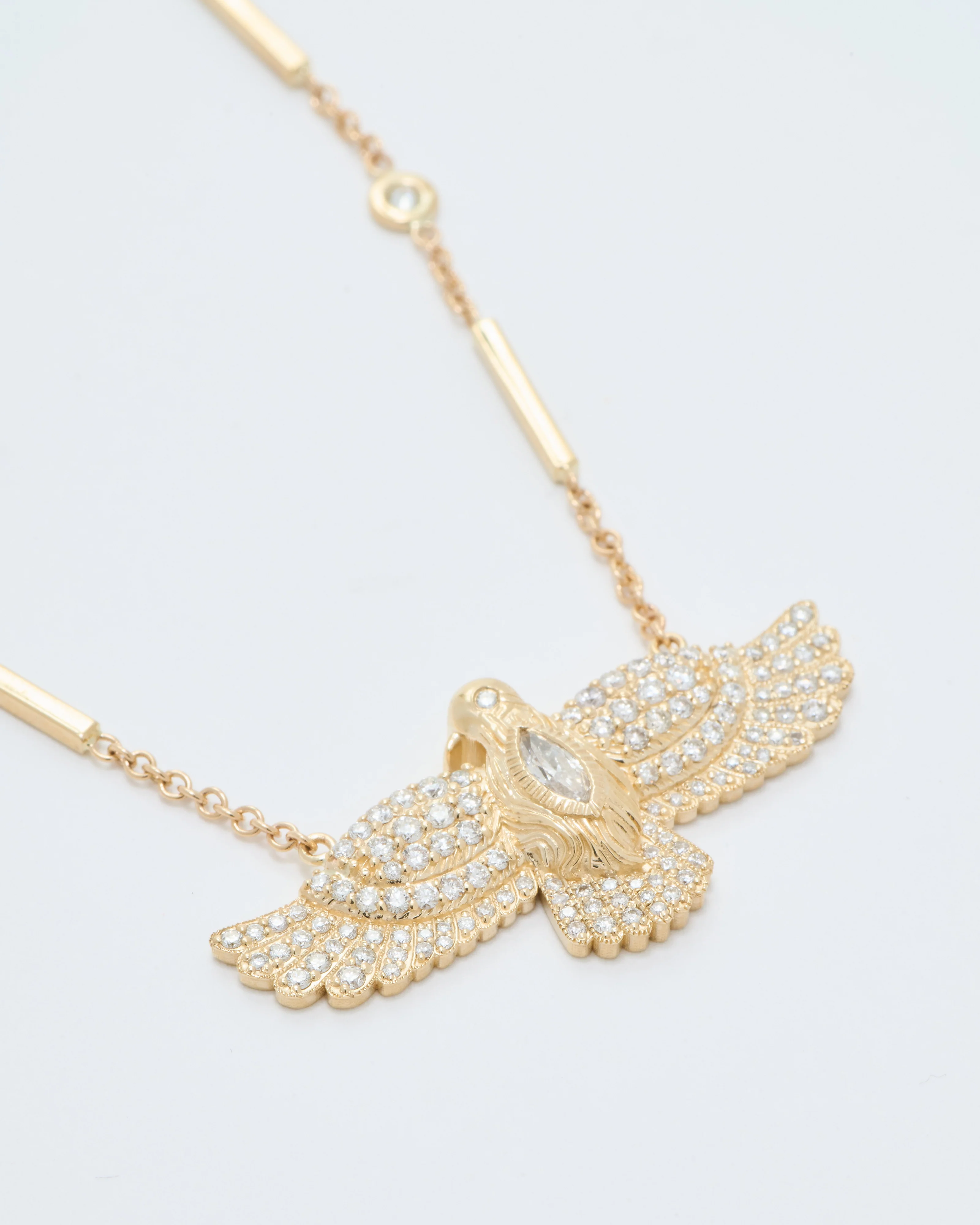 medium pave thunderbird diamond smooth bar necklace - Image 3