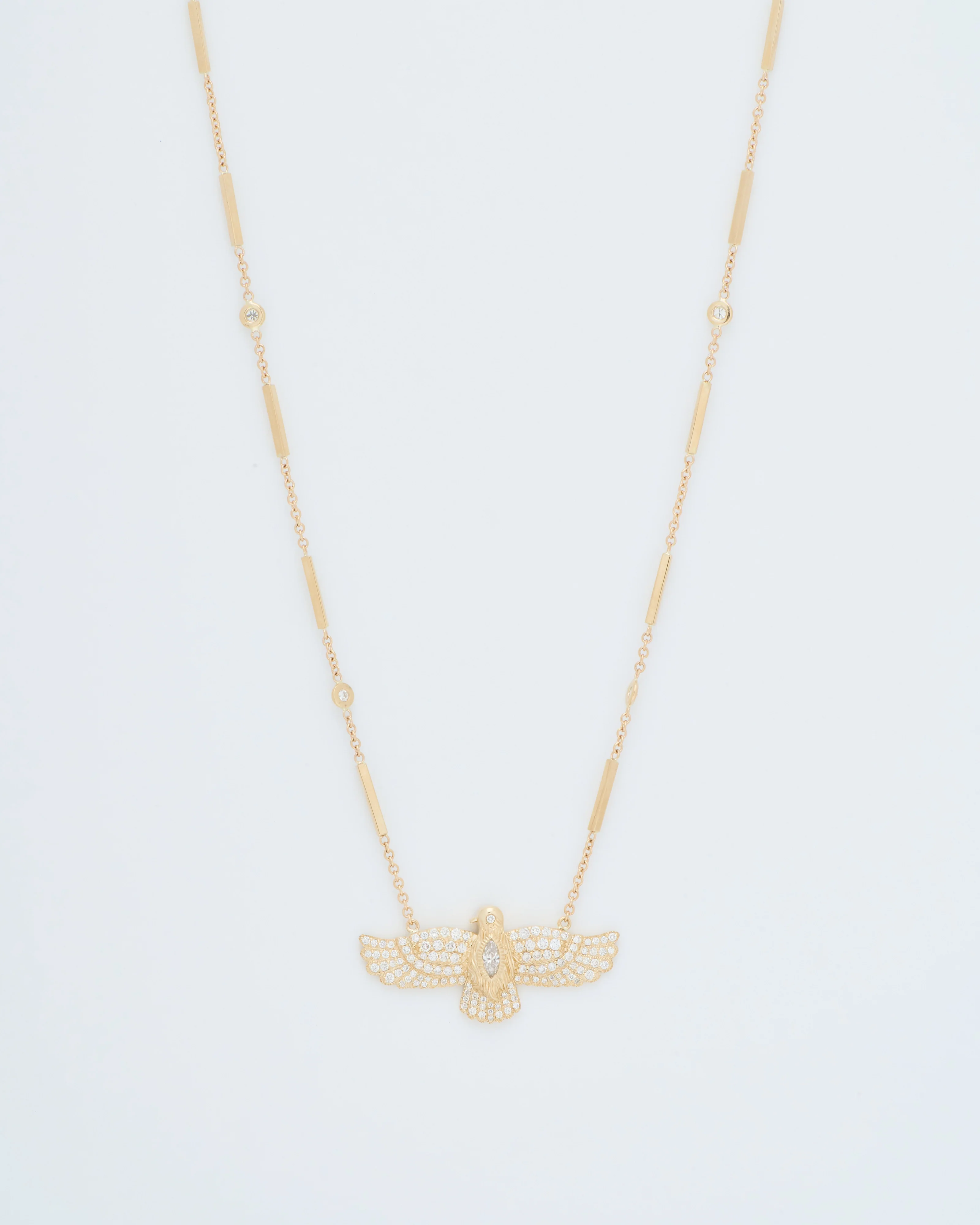 medium pave thunderbird diamond smooth bar necklace - Image 4