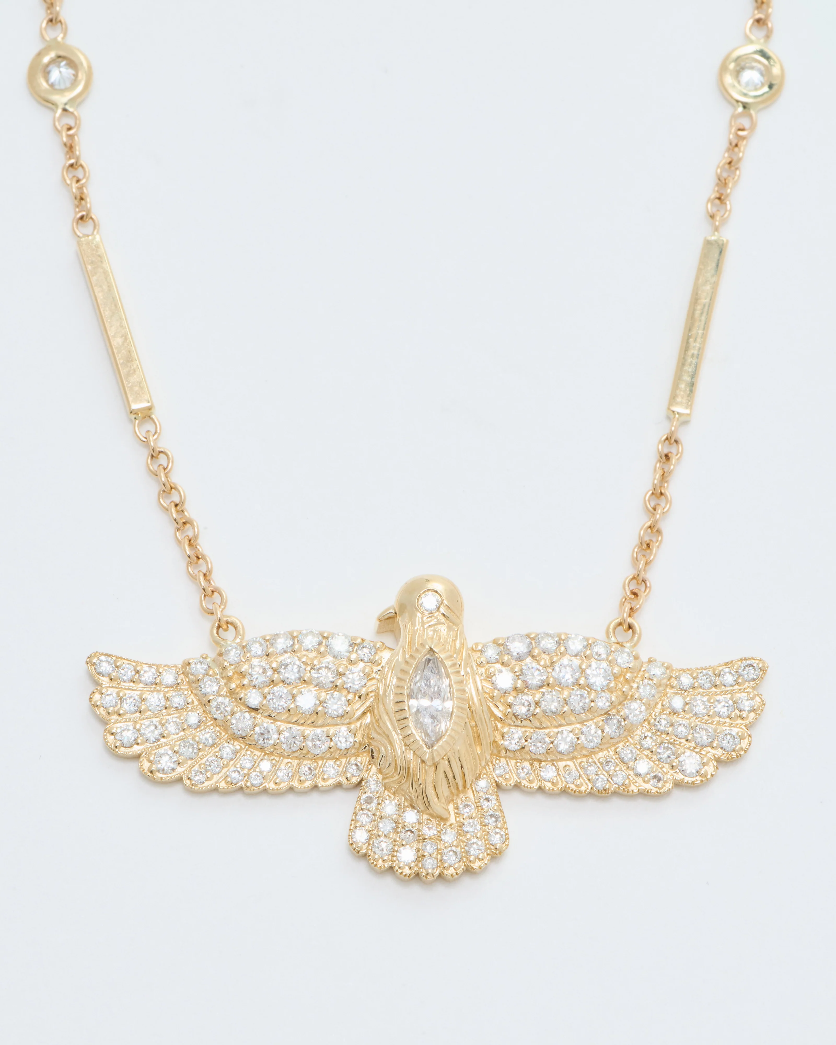 medium pave thunderbird diamond smooth bar necklace - Image 5