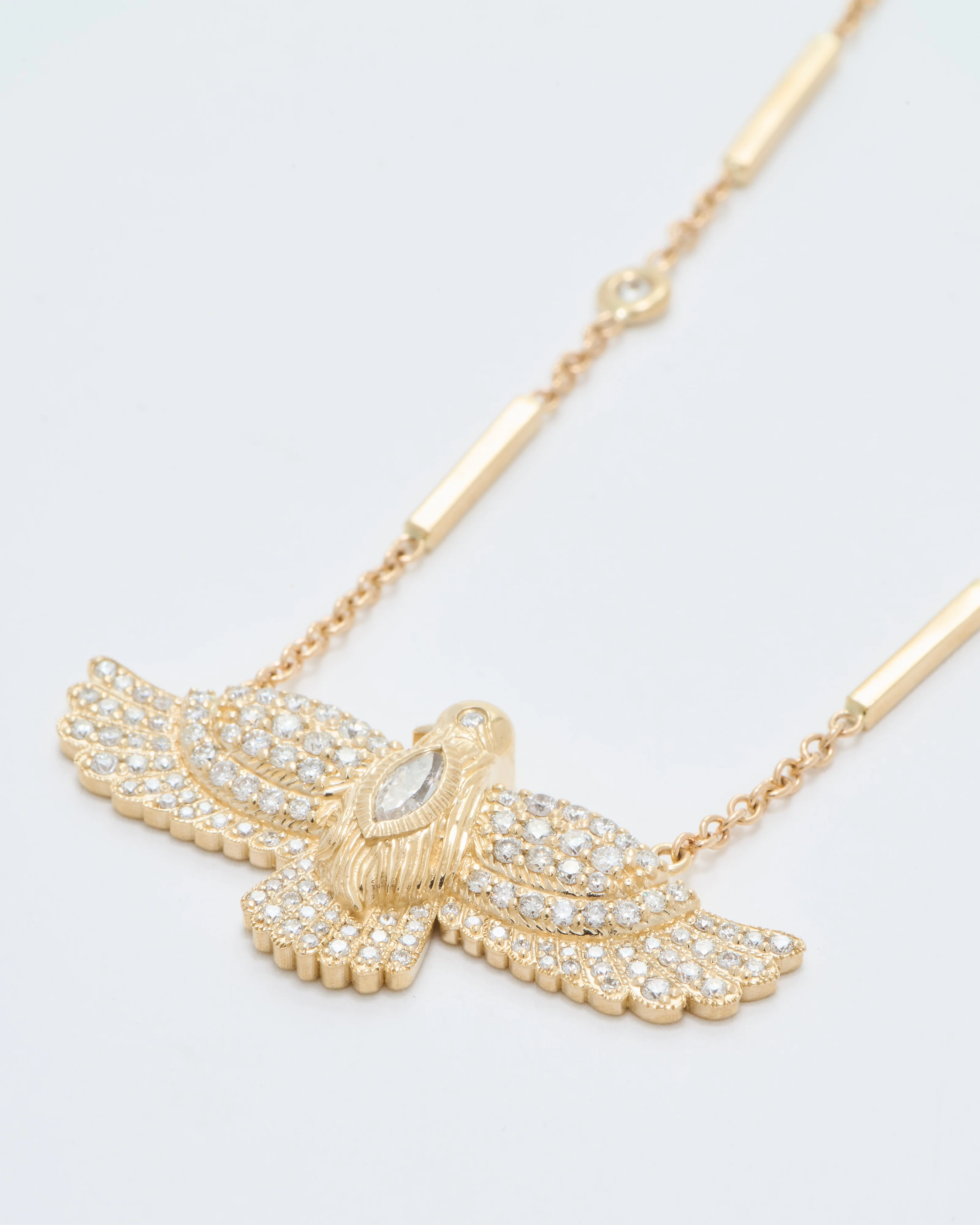 medium pave thunderbird diamond smooth bar necklace - Image 6