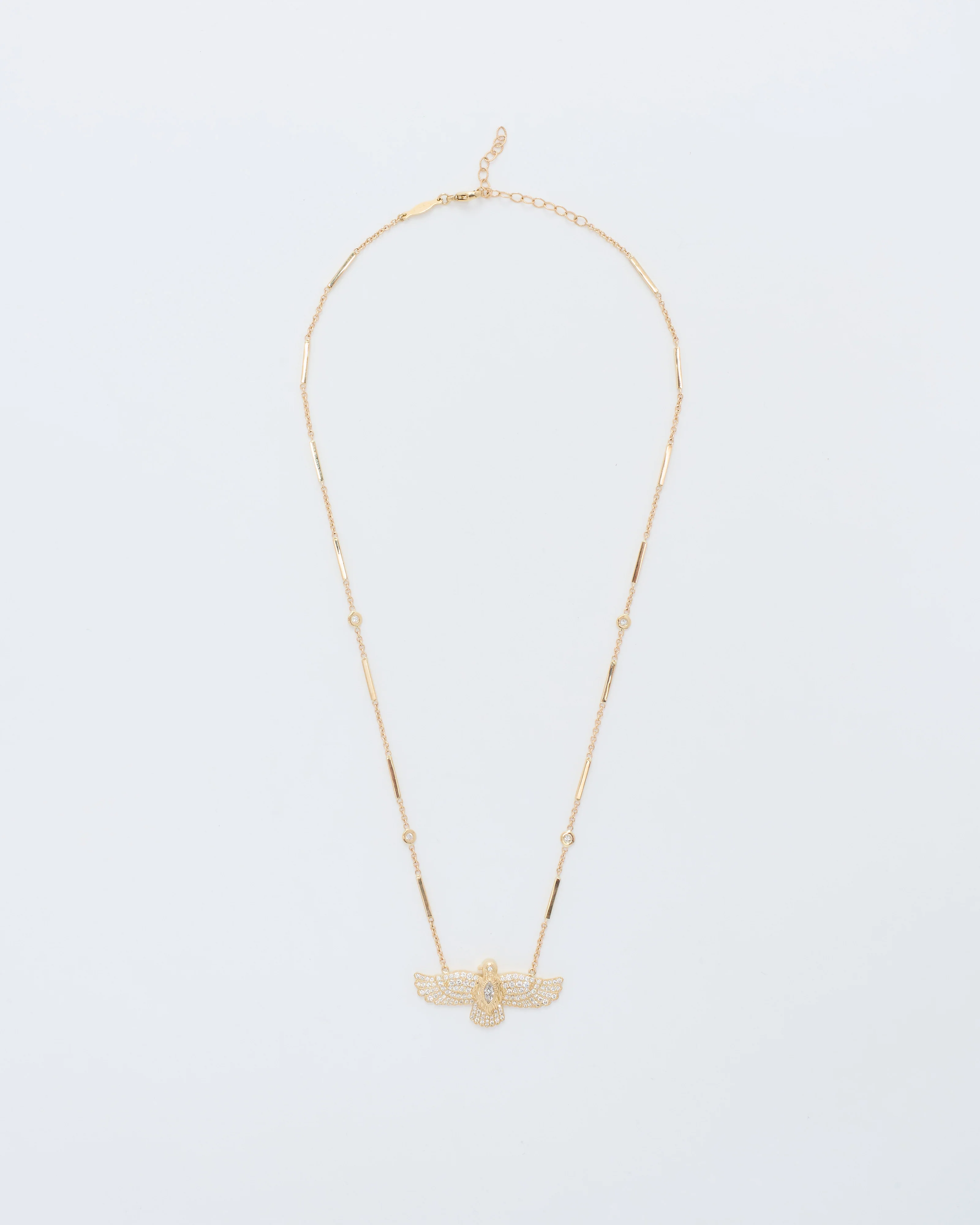medium pave thunderbird diamond smooth bar necklace - Image 7