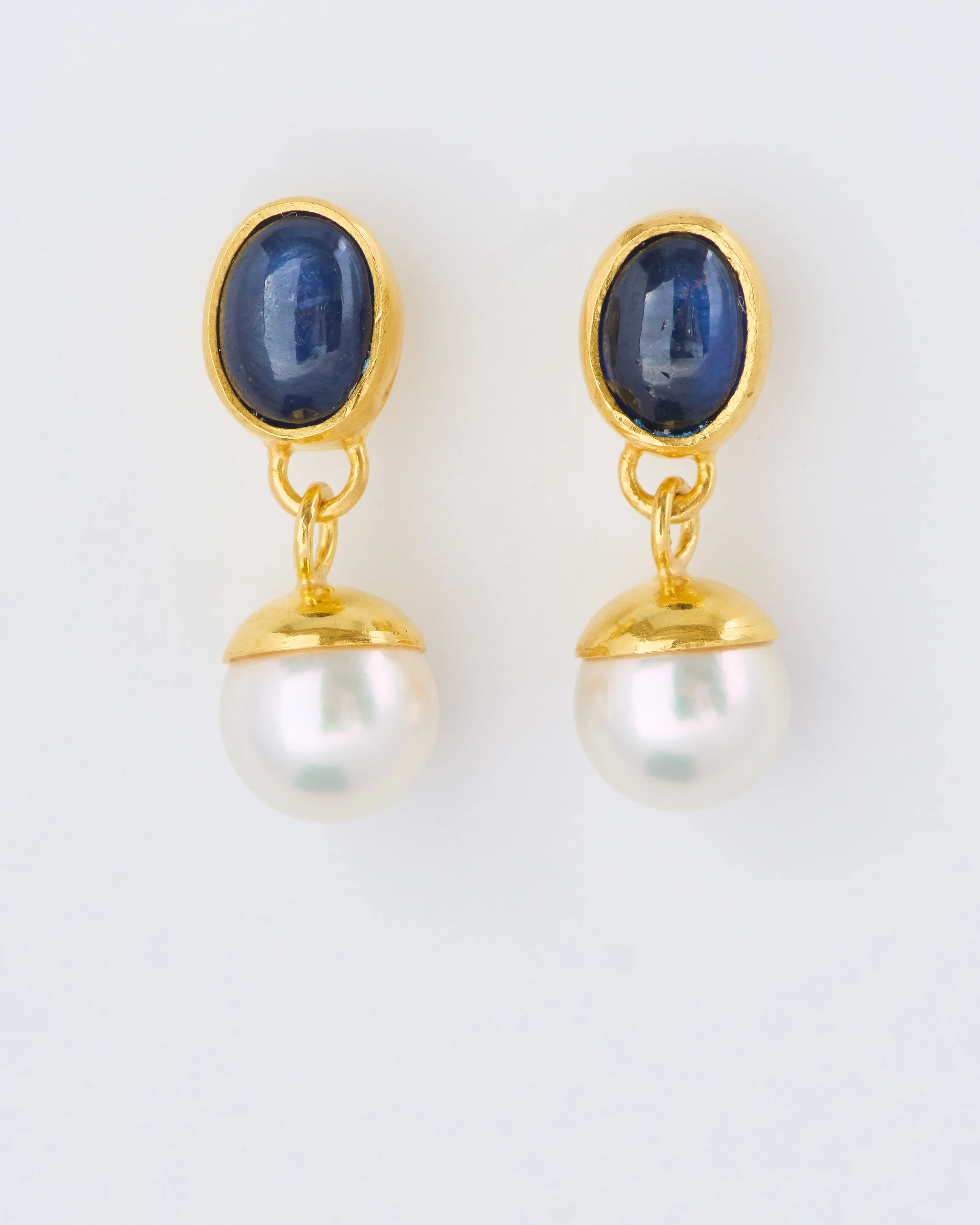 sapphire bell earrings with akoya pearls - Image 2