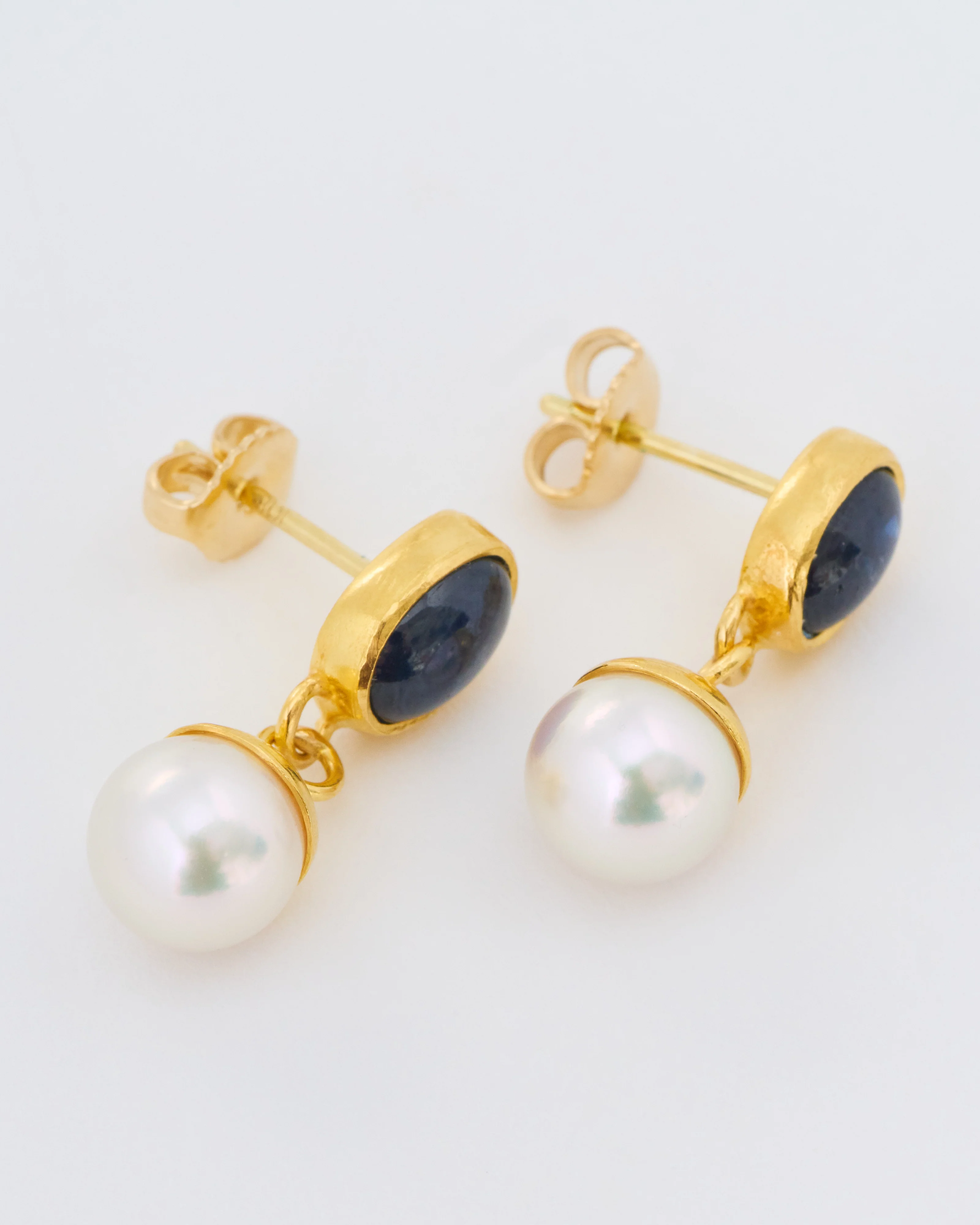 sapphire bell earrings with akoya pearls - Image 4