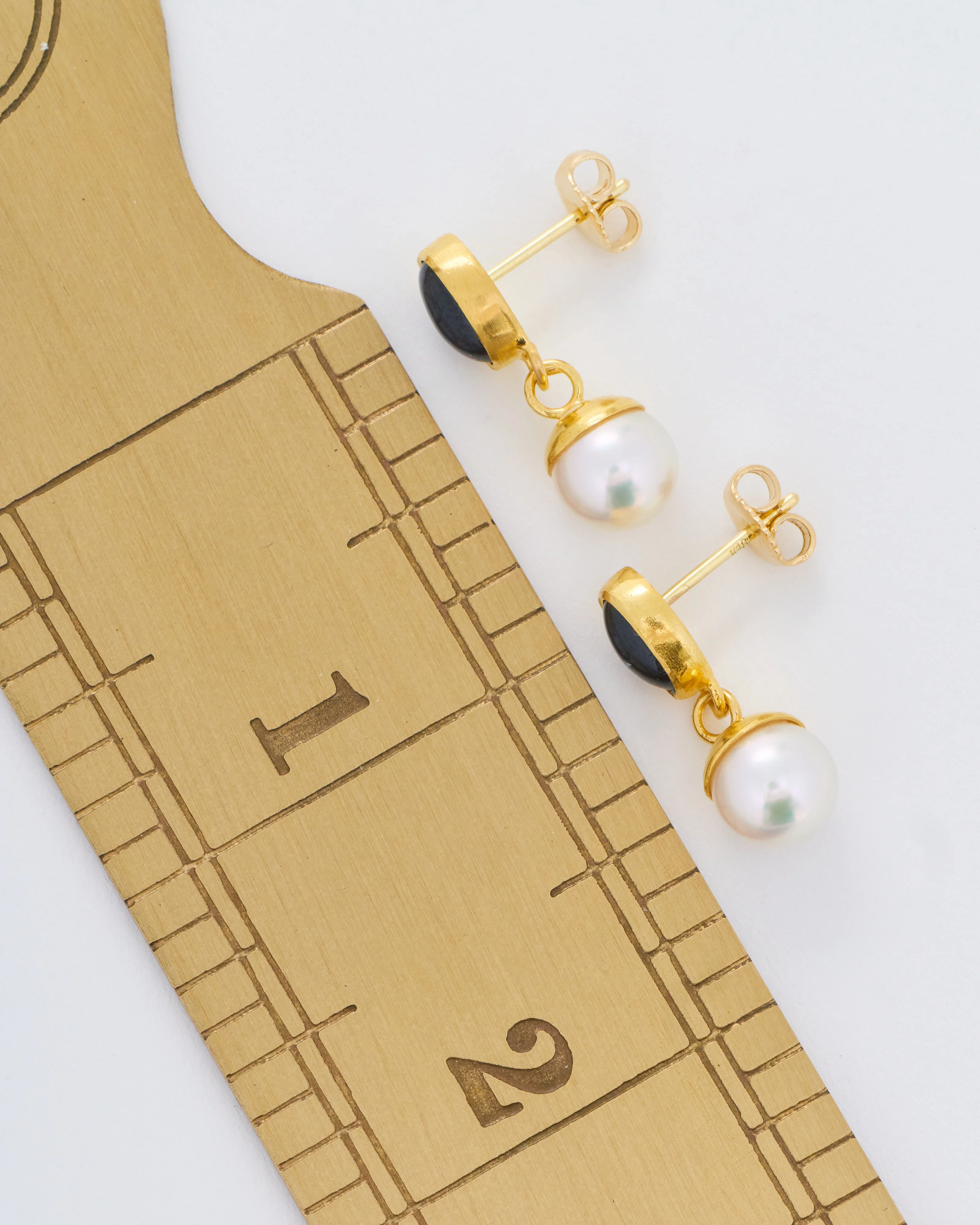 sapphire bell earrings with akoya pearls - Image 5