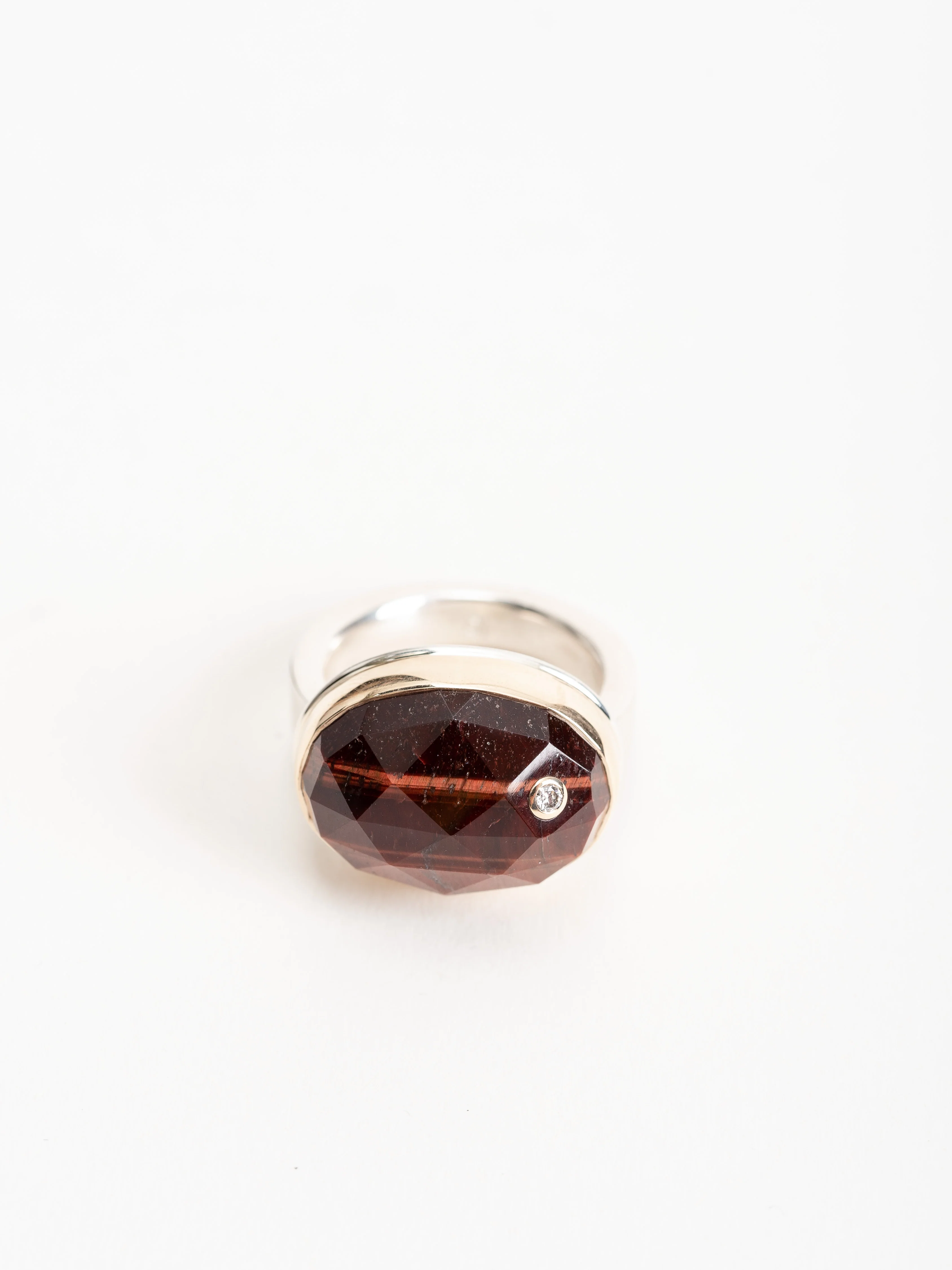 blood tiger's eye & diamond ring