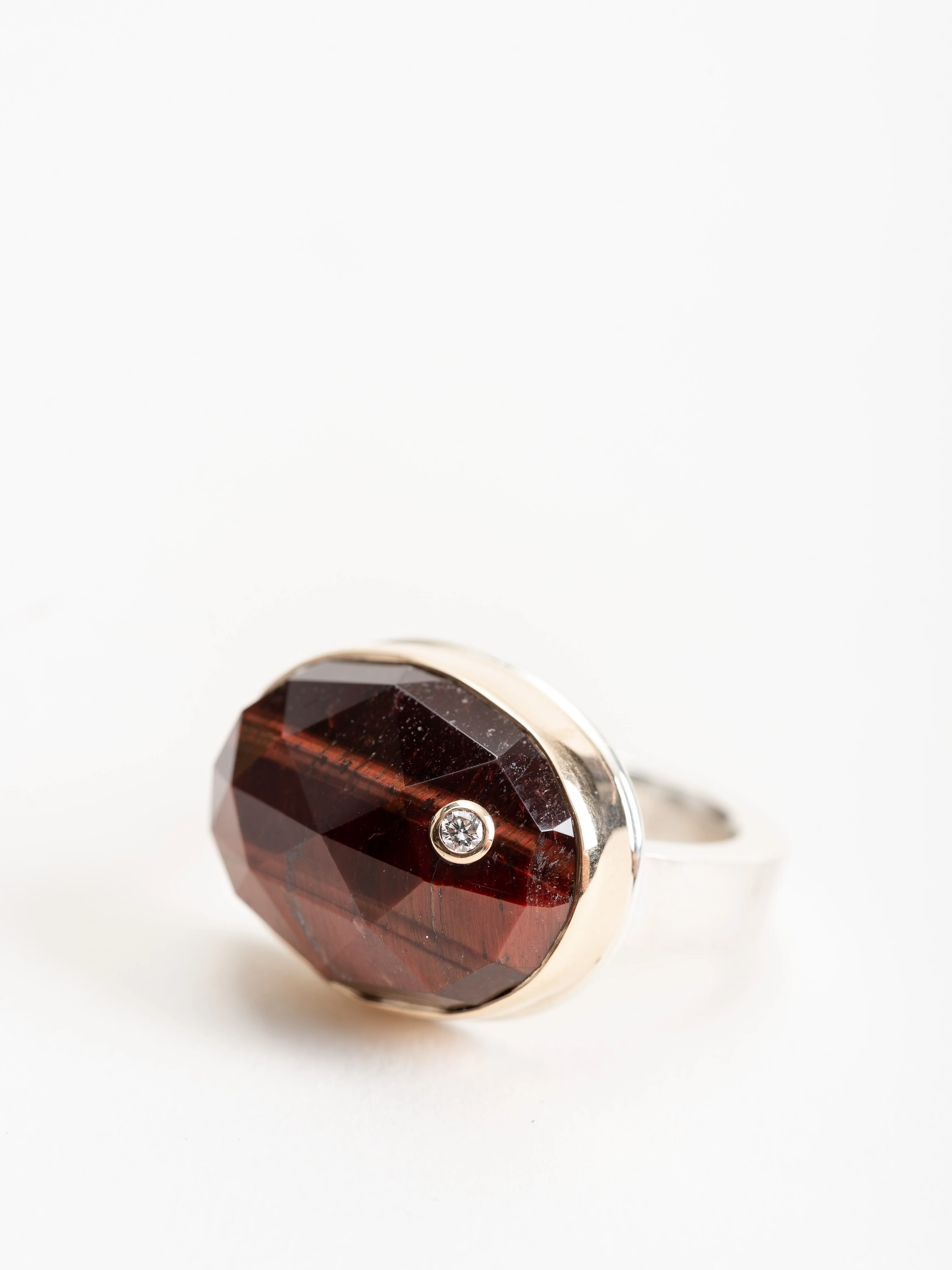 blood tiger's eye & diamond ring - Image 5