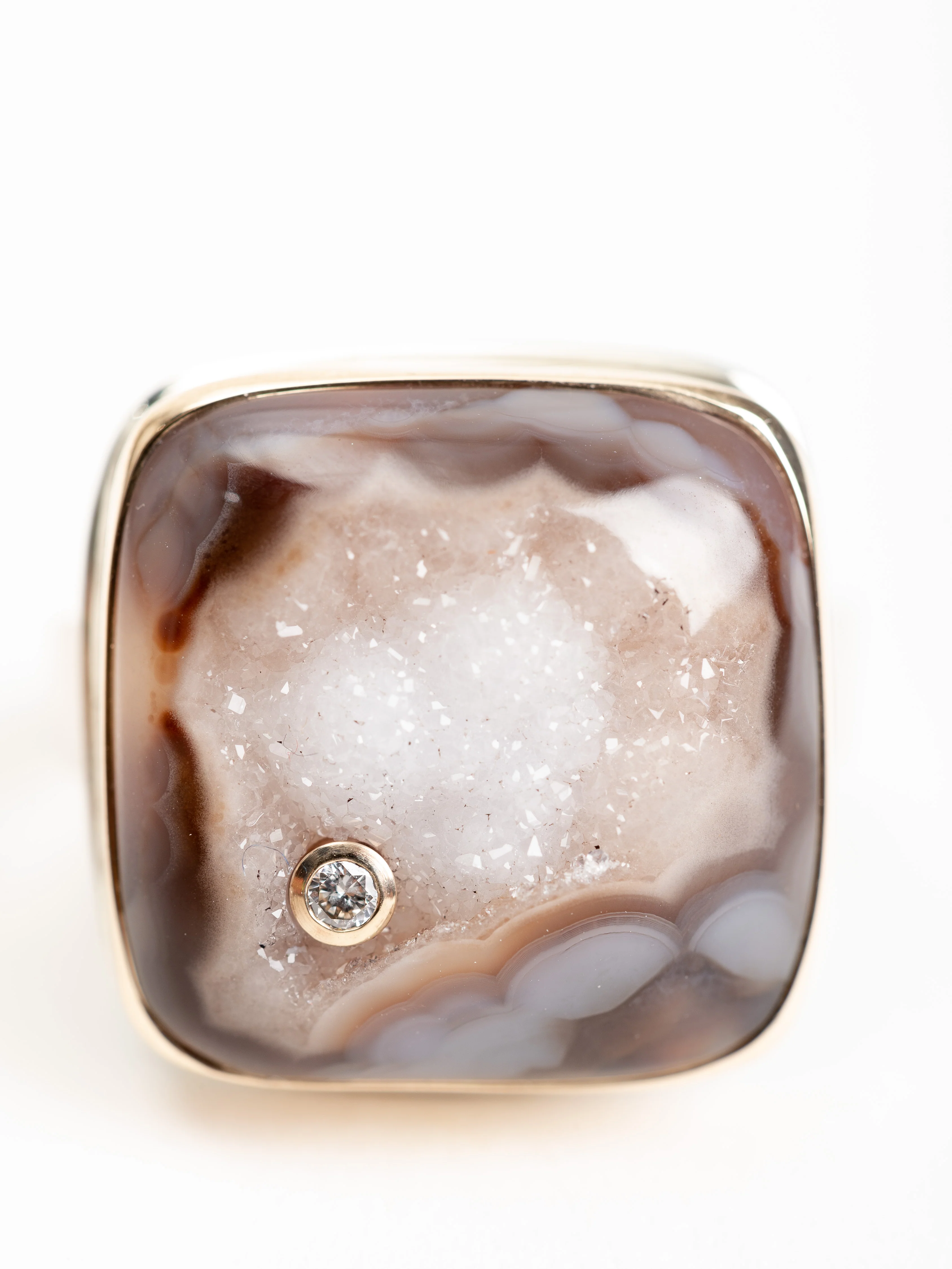 square dark drusy & diamond ring - Image 5