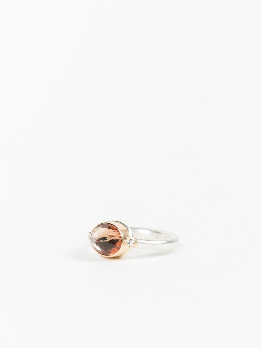 sunstone ring with diamonds