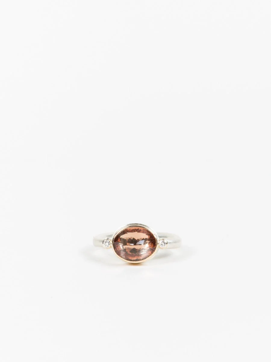 sunstone ring with diamonds - Image 2