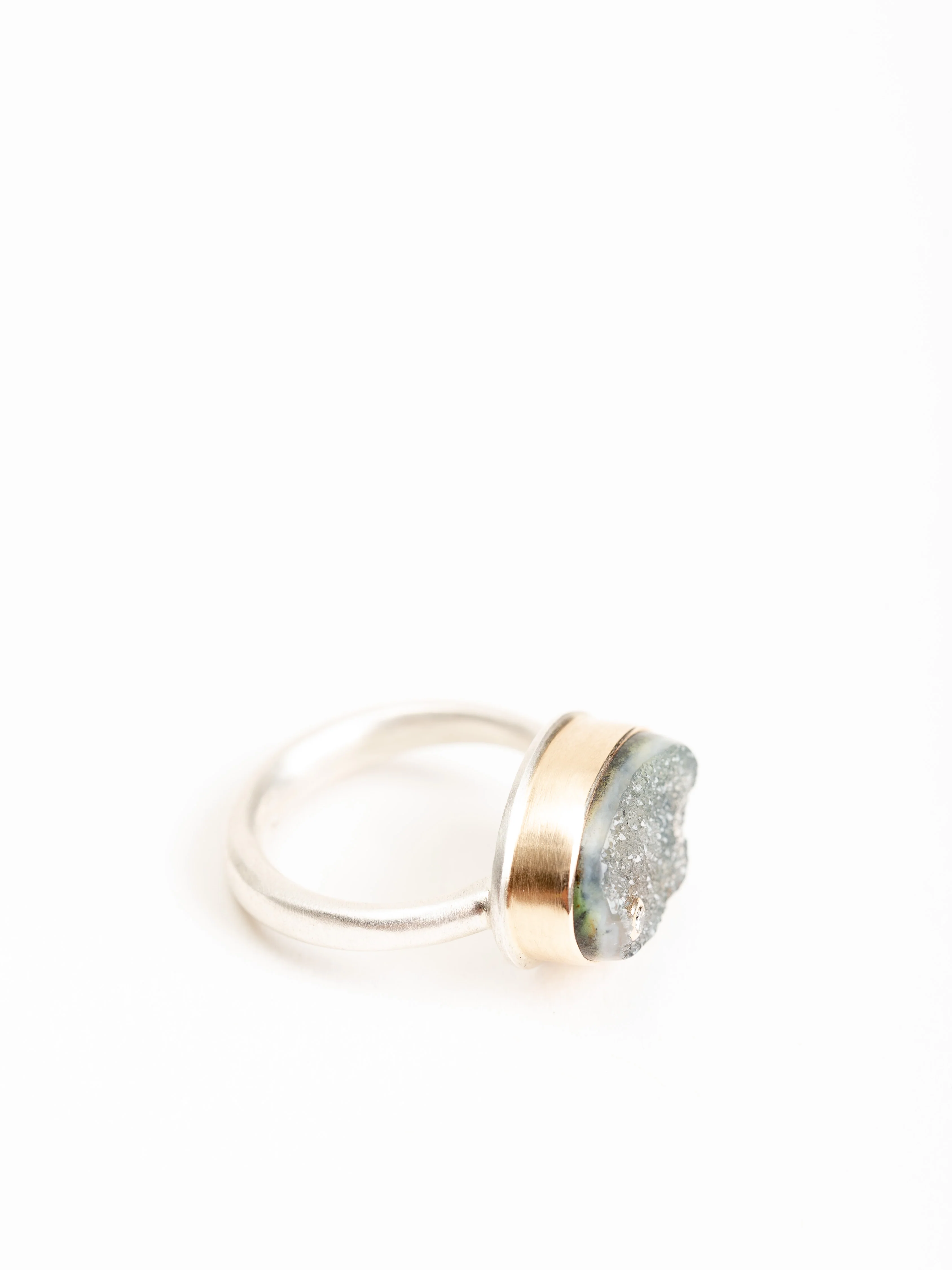 turkish green drusy and diamond ring - Image 2
