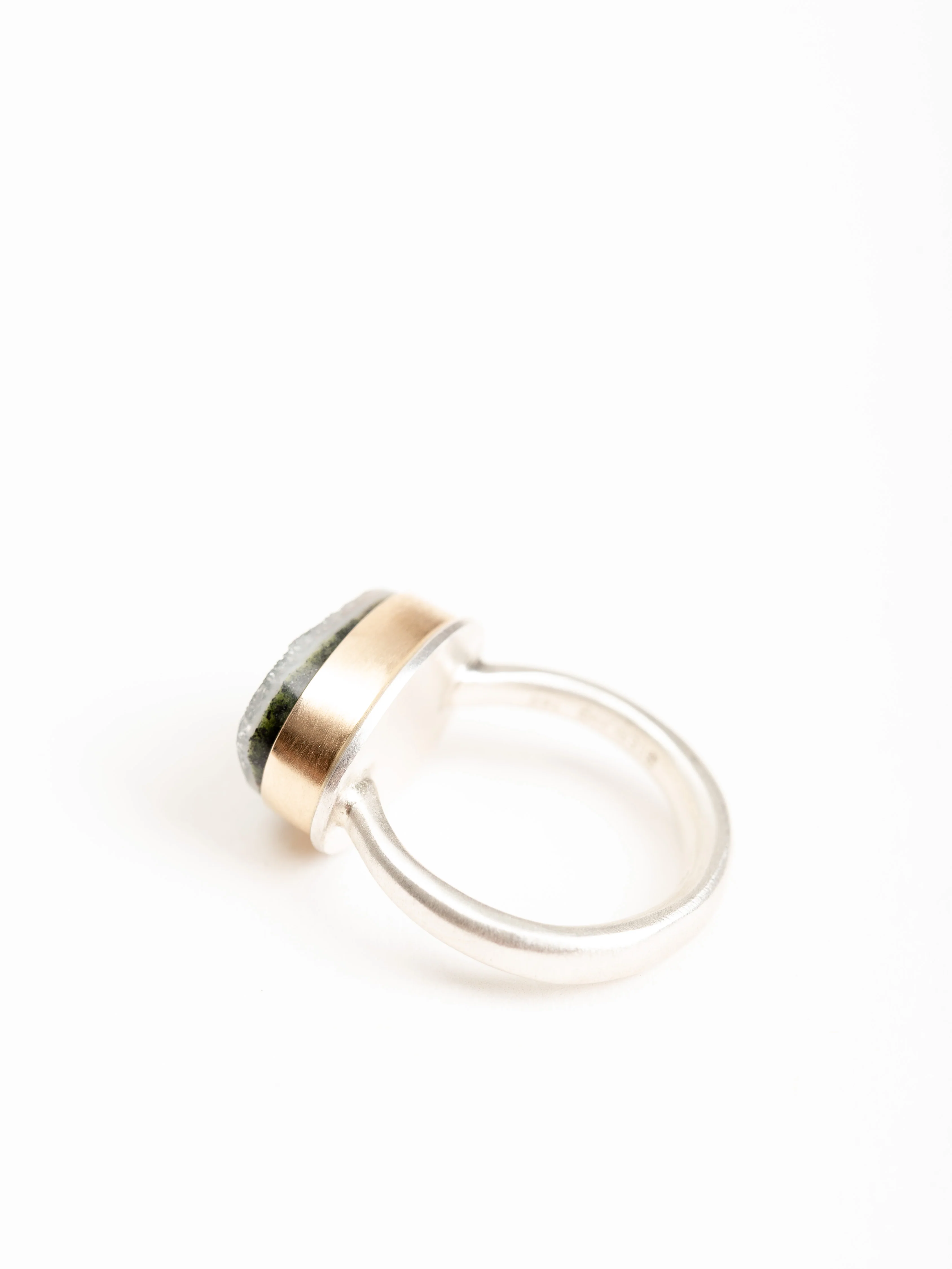 turkish green drusy and diamond ring - Image 4