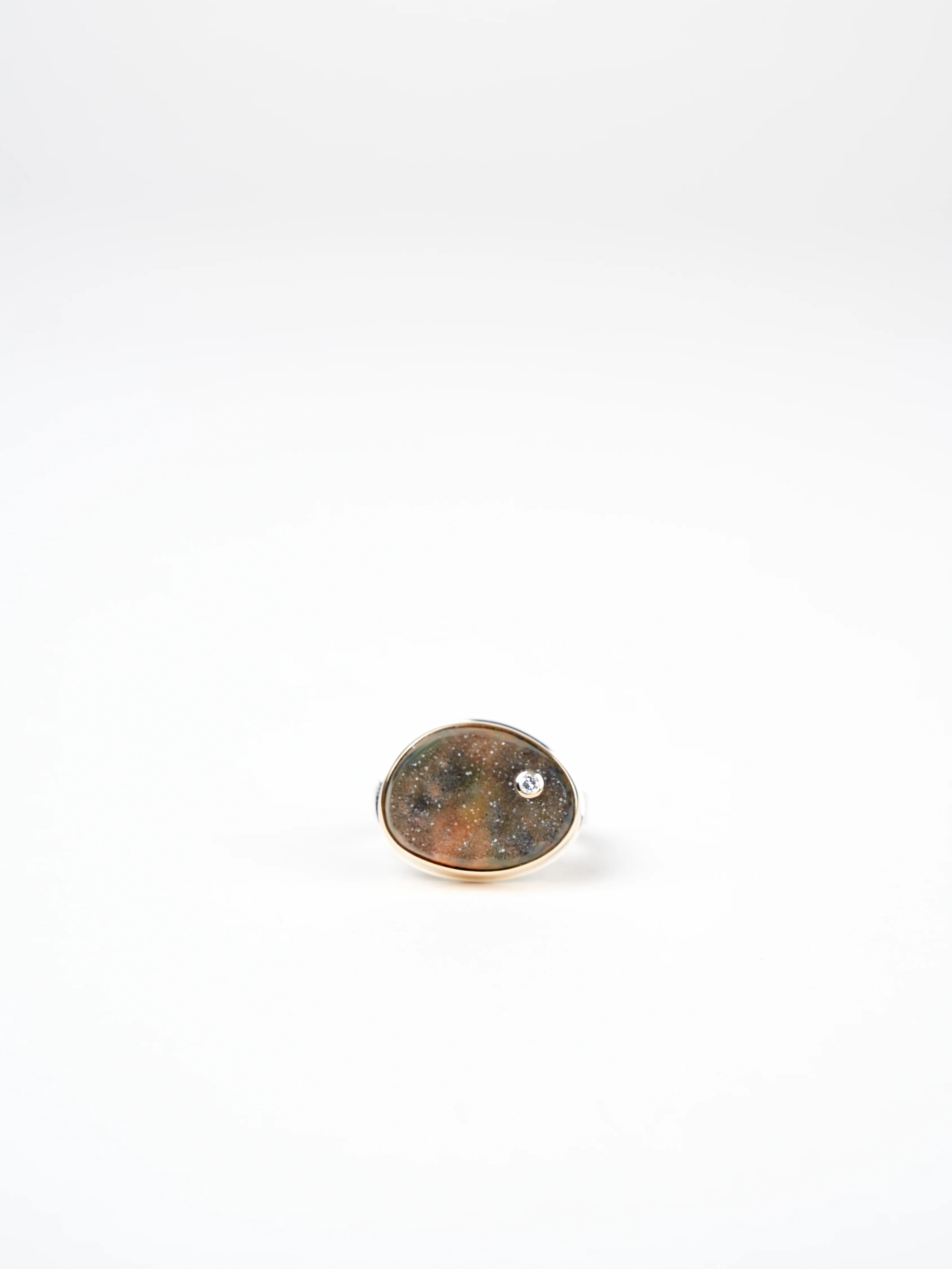 turkish green drusy and diamond ring