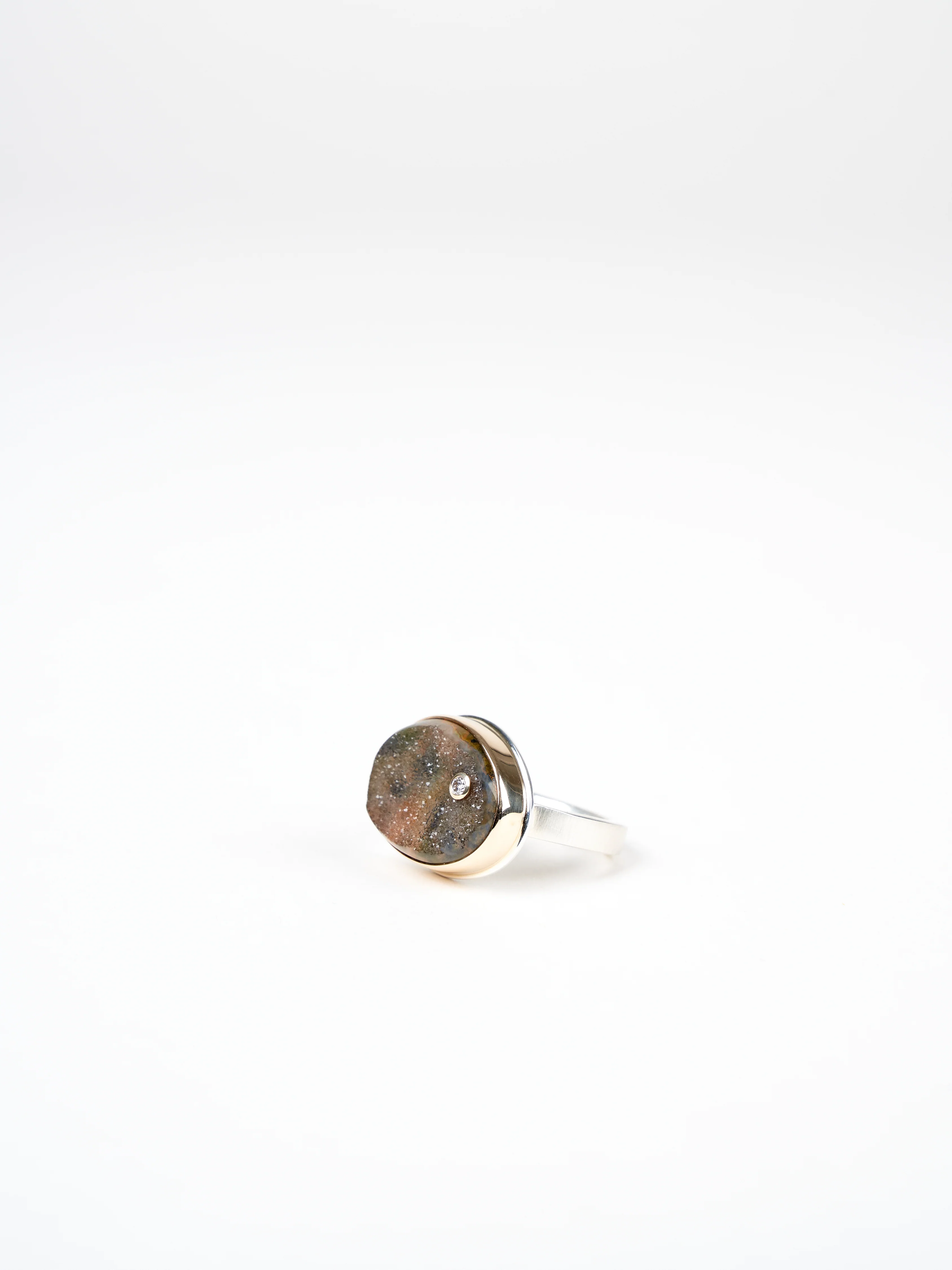 turkish green drusy and diamond ring - Image 2