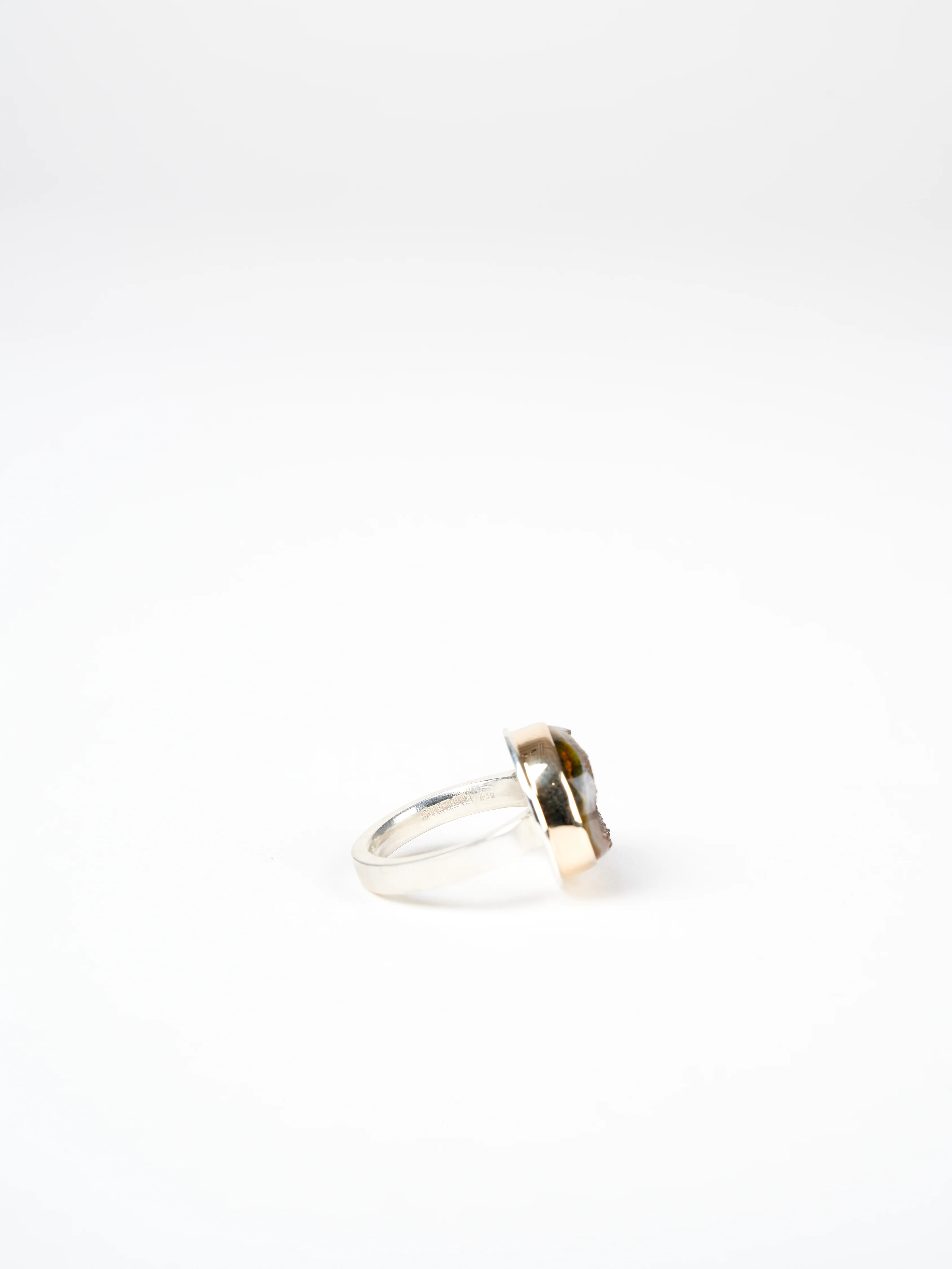 turkish green drusy and diamond ring - Image 5