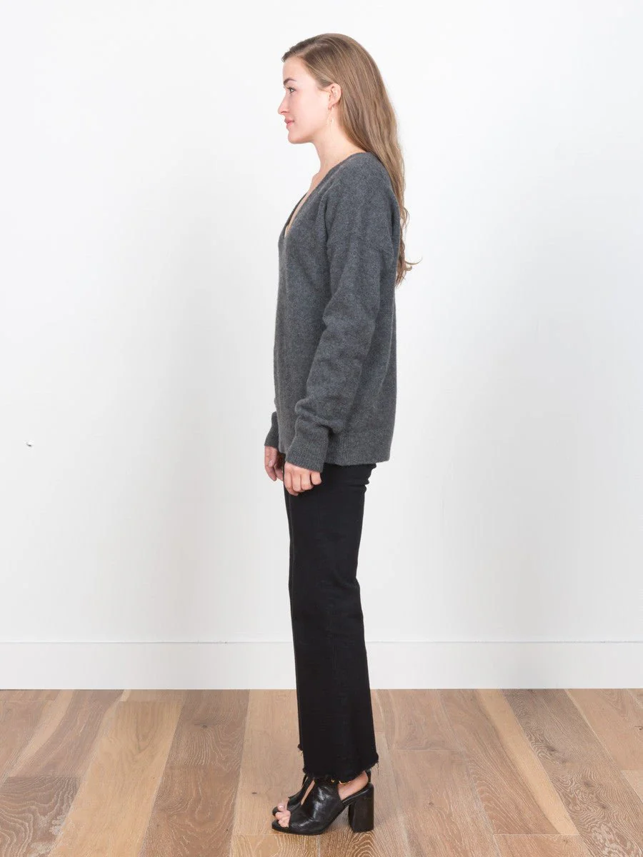 v-neck sweater - charcoal - Image 2