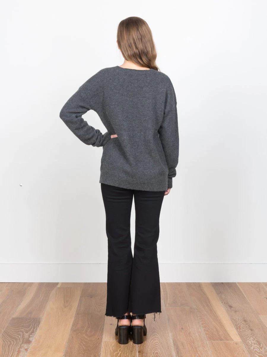 v-neck sweater - charcoal - Image 3