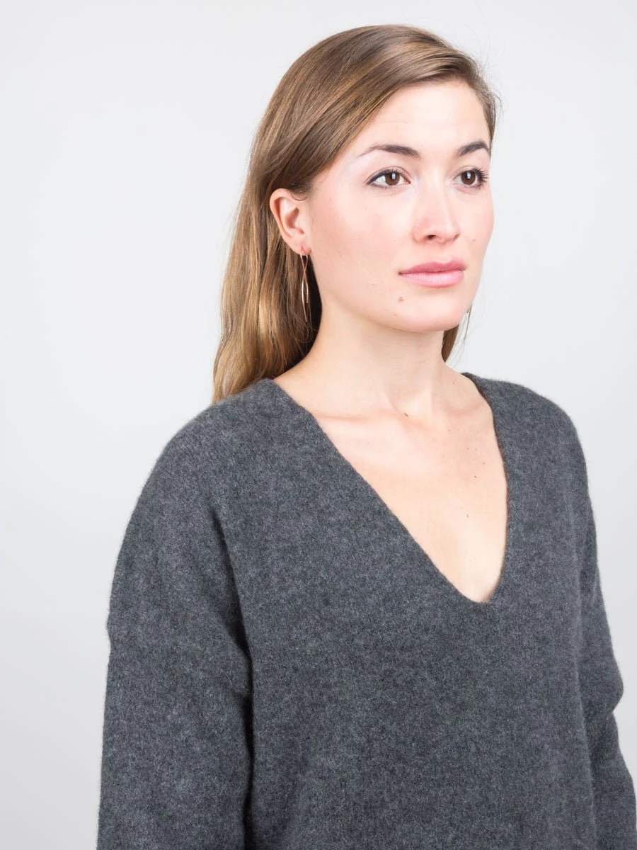 v-neck sweater - charcoal - Image 4
