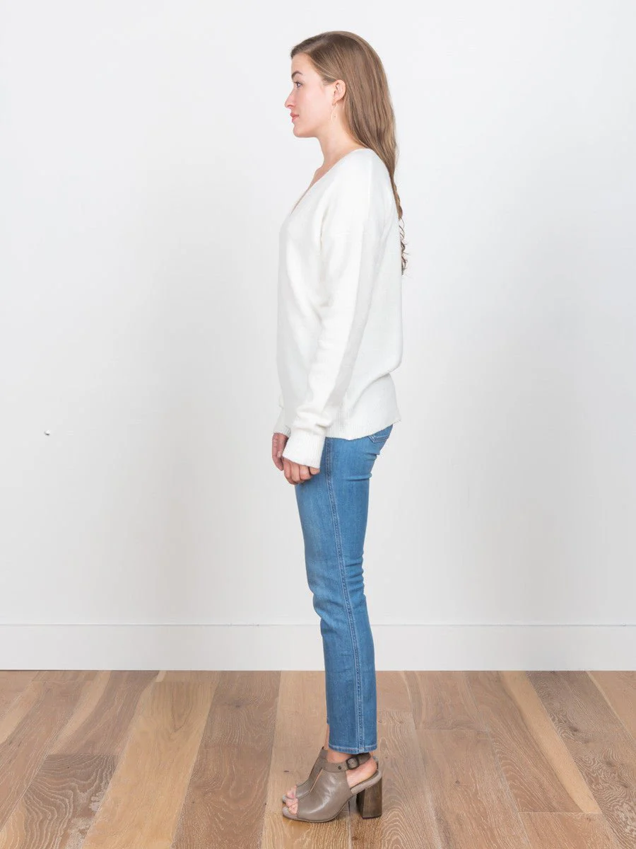 v-neck sweater - cream - Image 2