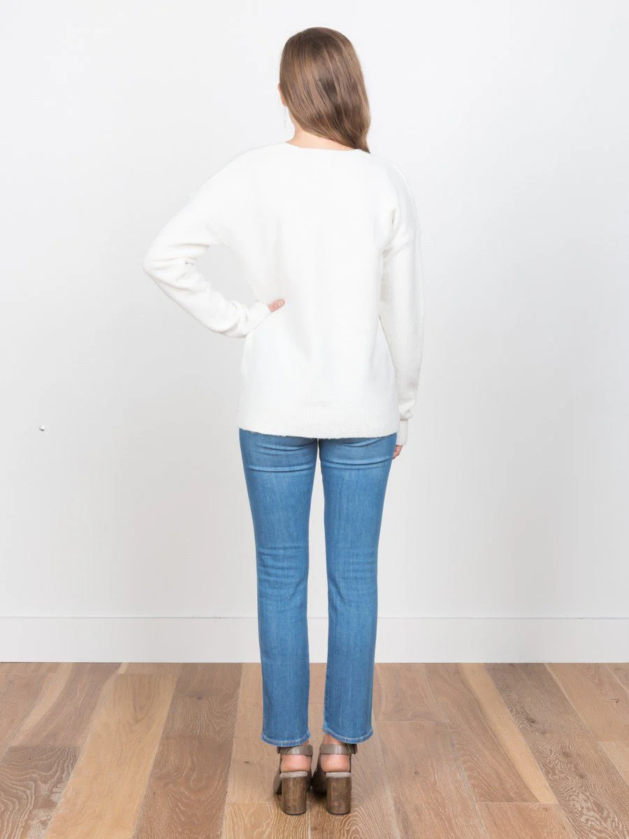 v-neck sweater - cream - Image 3