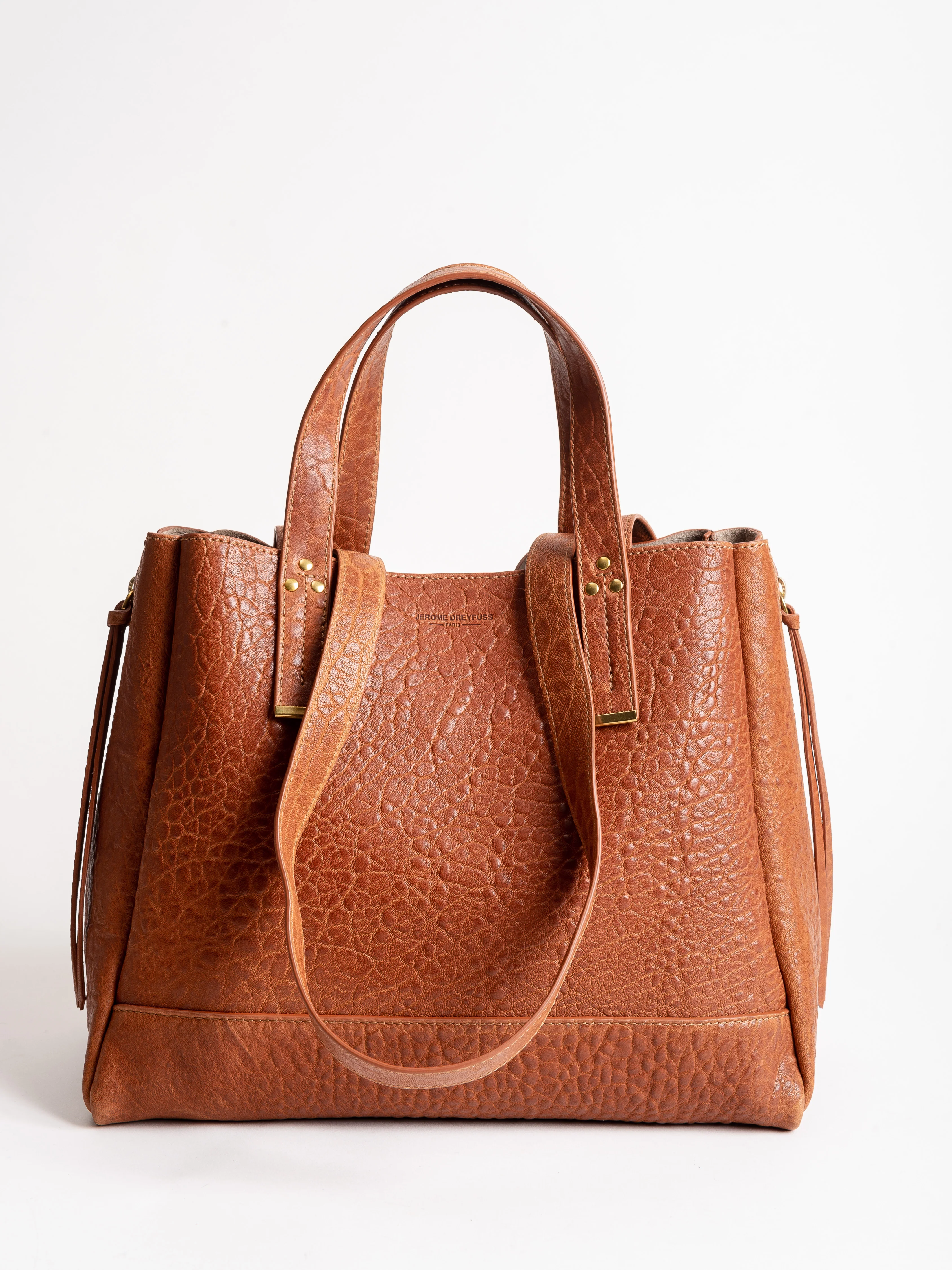 bubble lambskin tote - camel