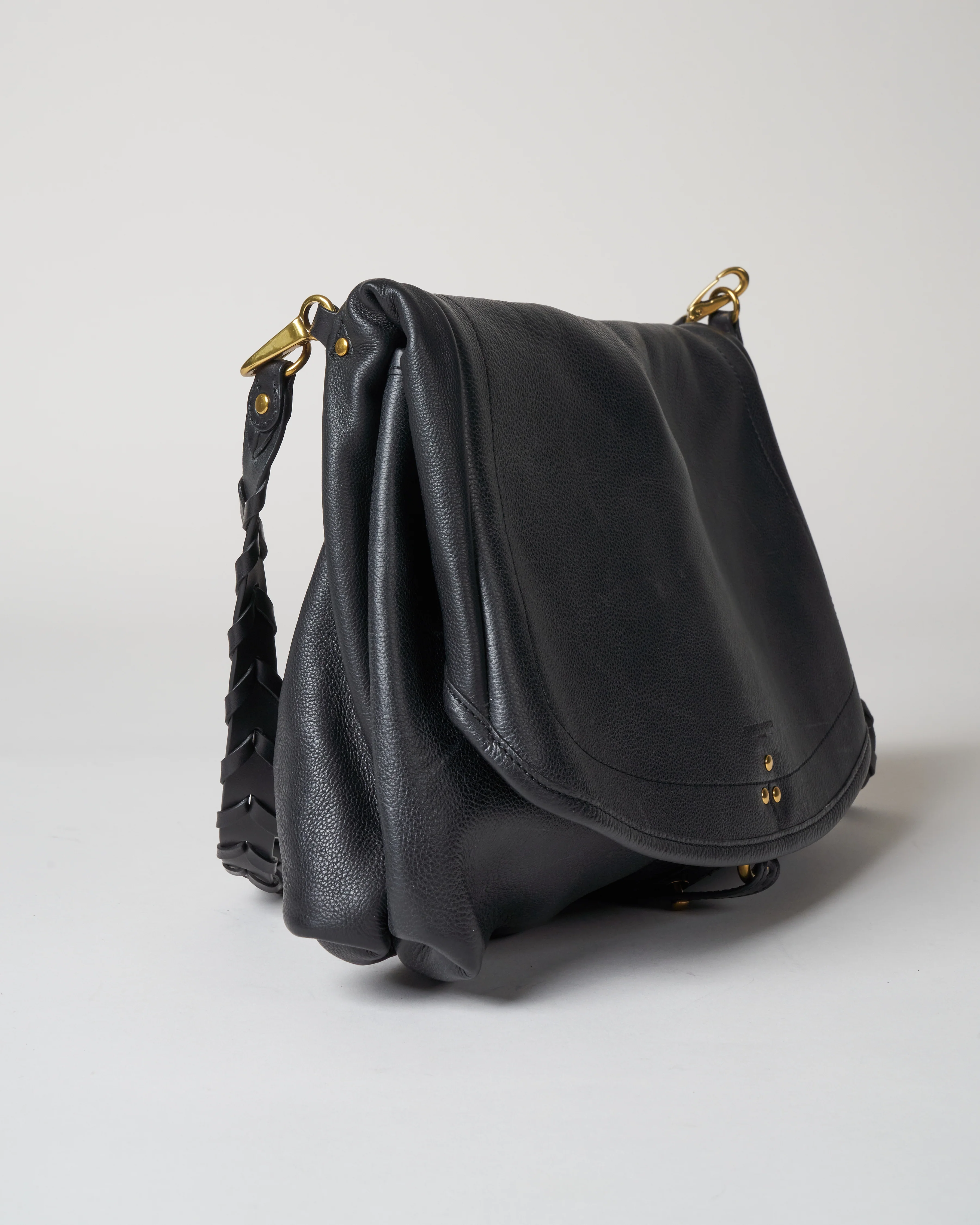 calfskin shoulder bag - noir/brass - Image 3