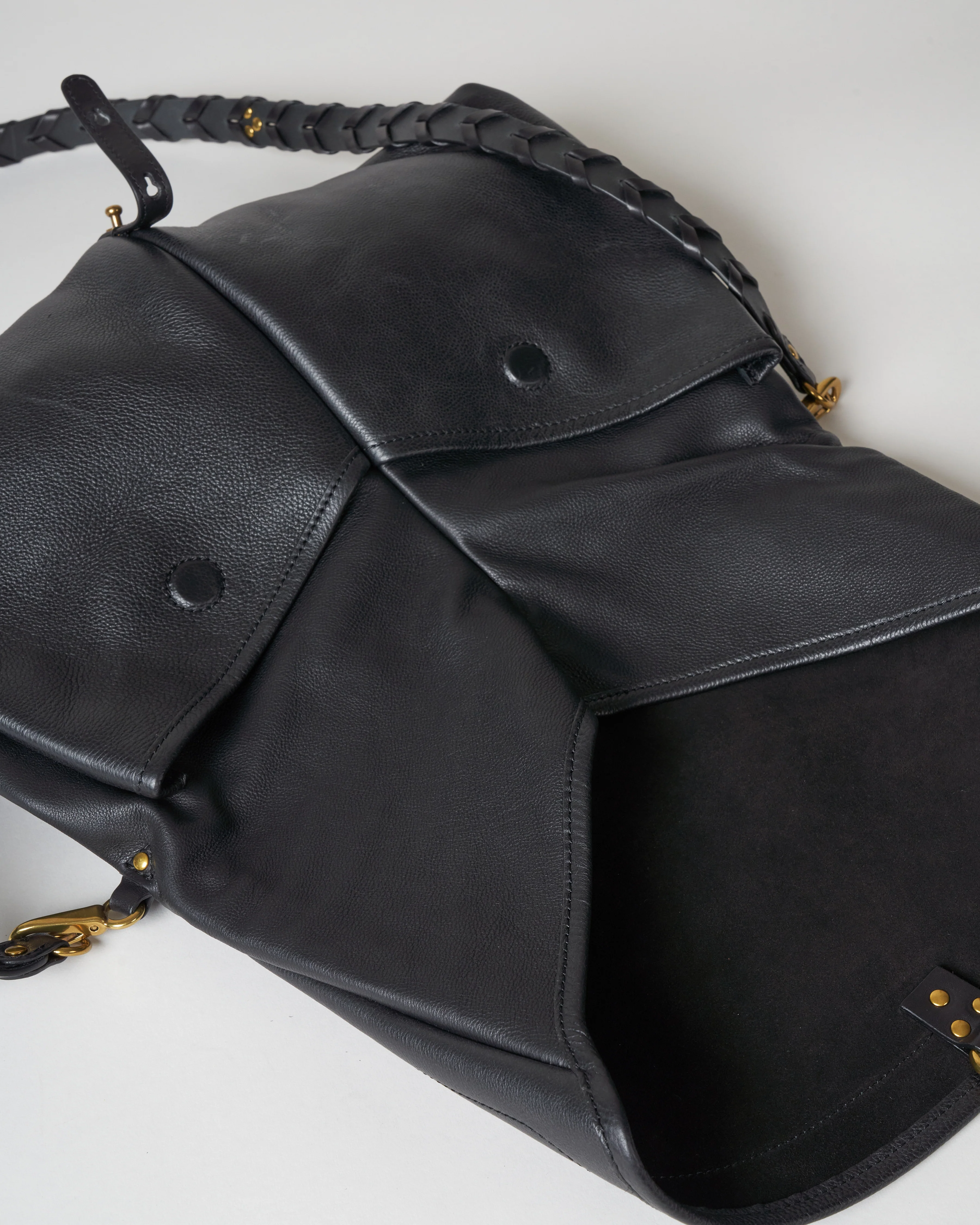 calfskin shoulder bag - noir/brass - Image 5