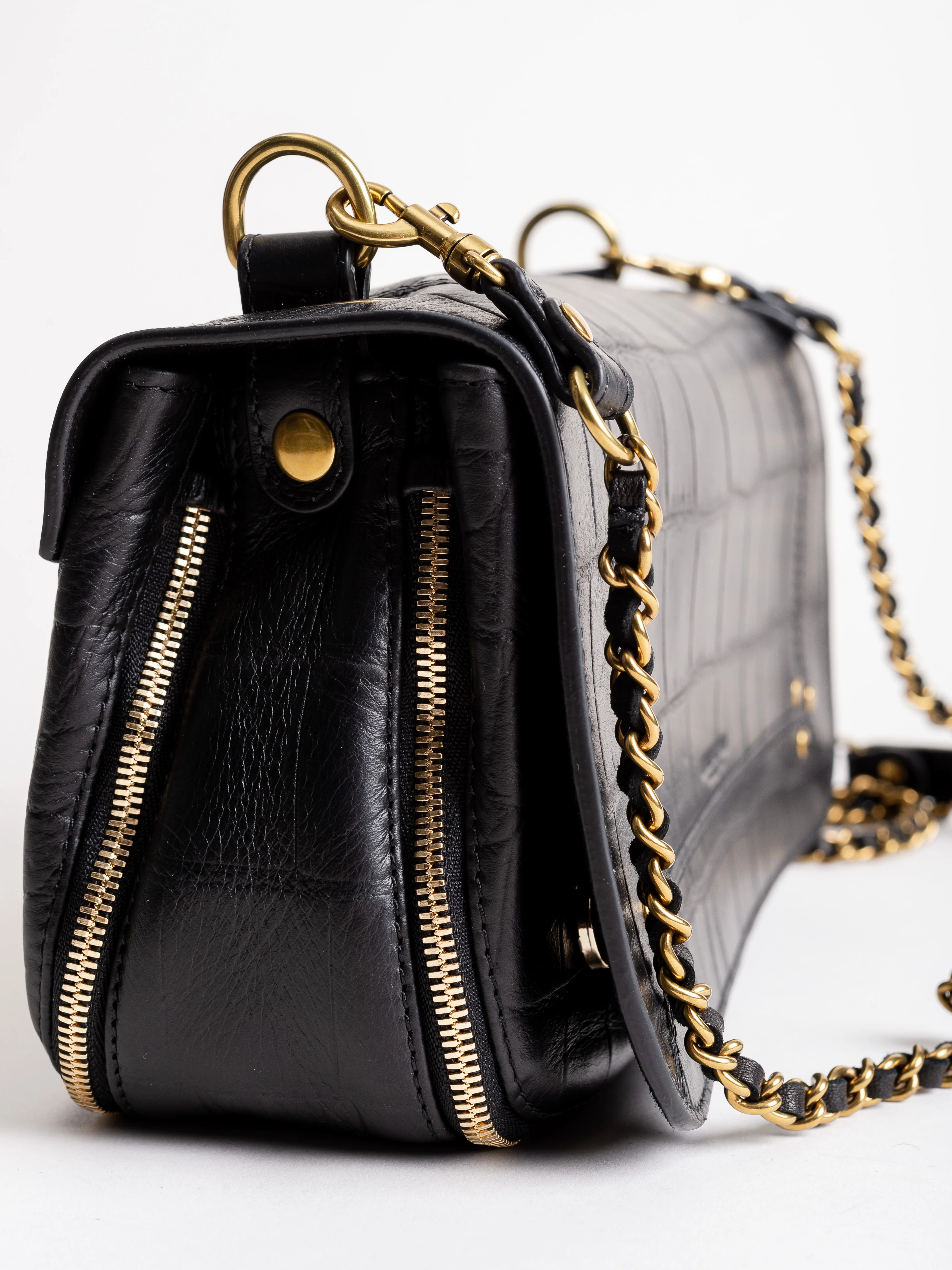 lambskin croco bag - noir - Image 3
