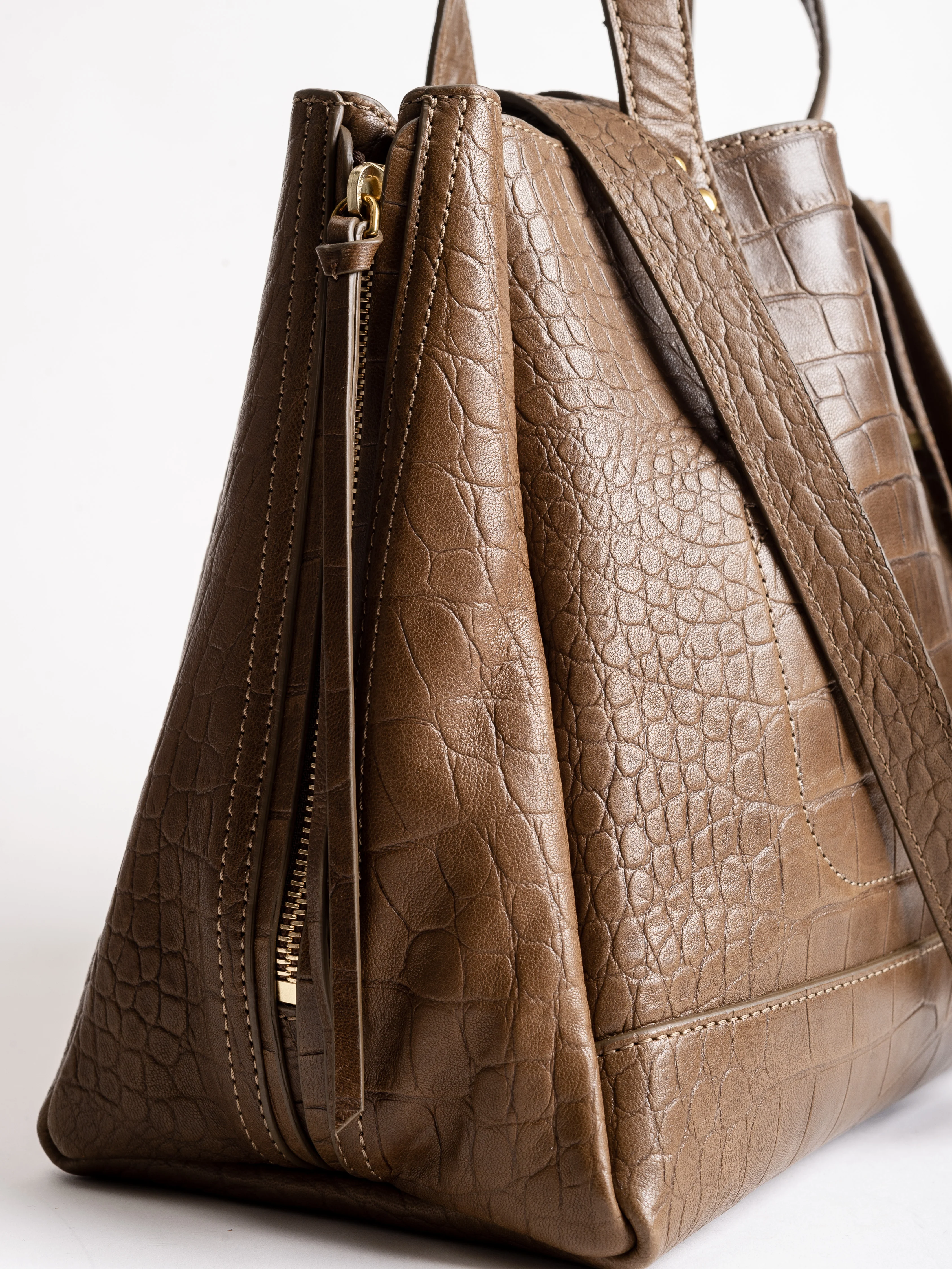 lambskin tote - croco/kaki - Image 2