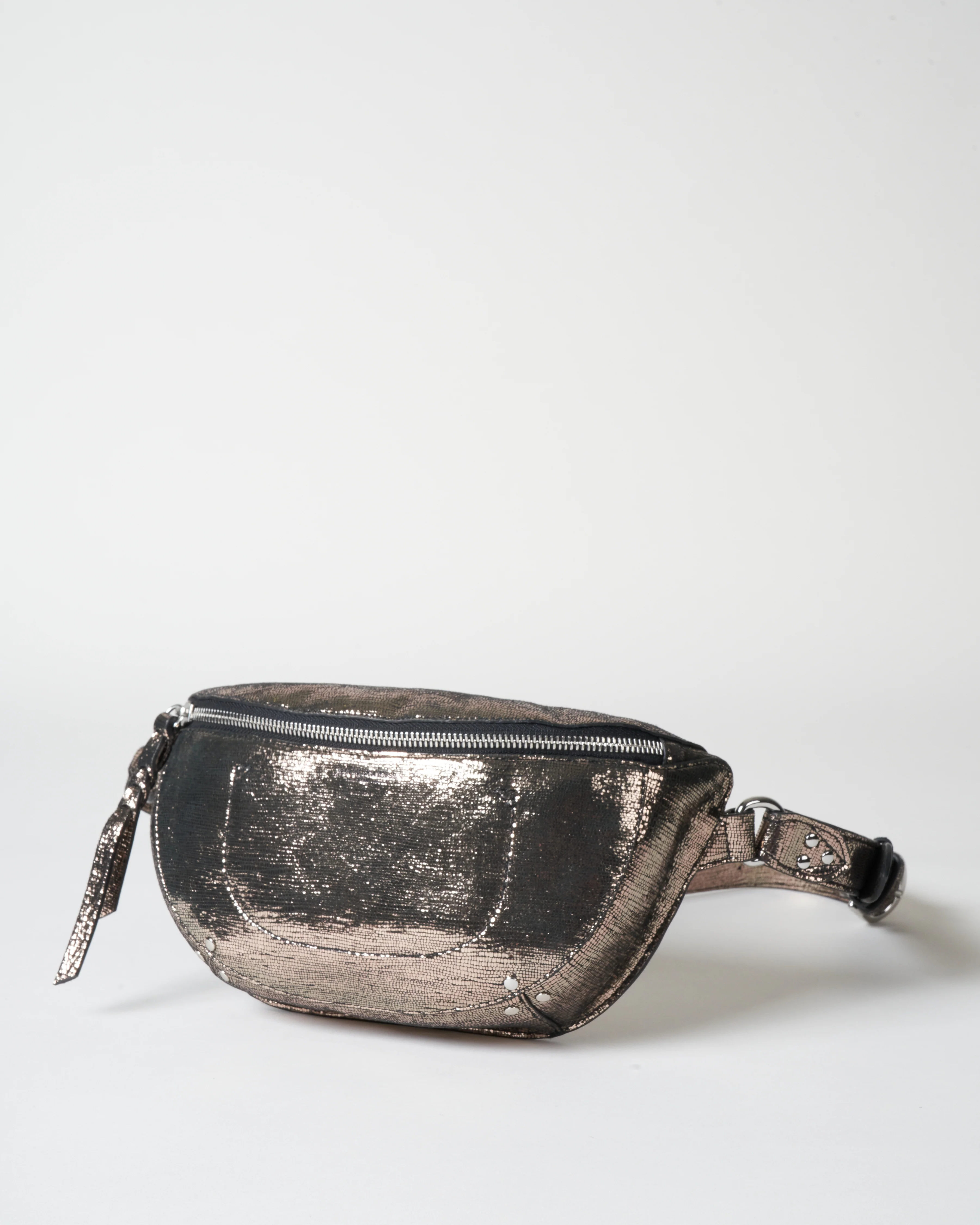 lino banane belt bag - lamé champagne - Image 3