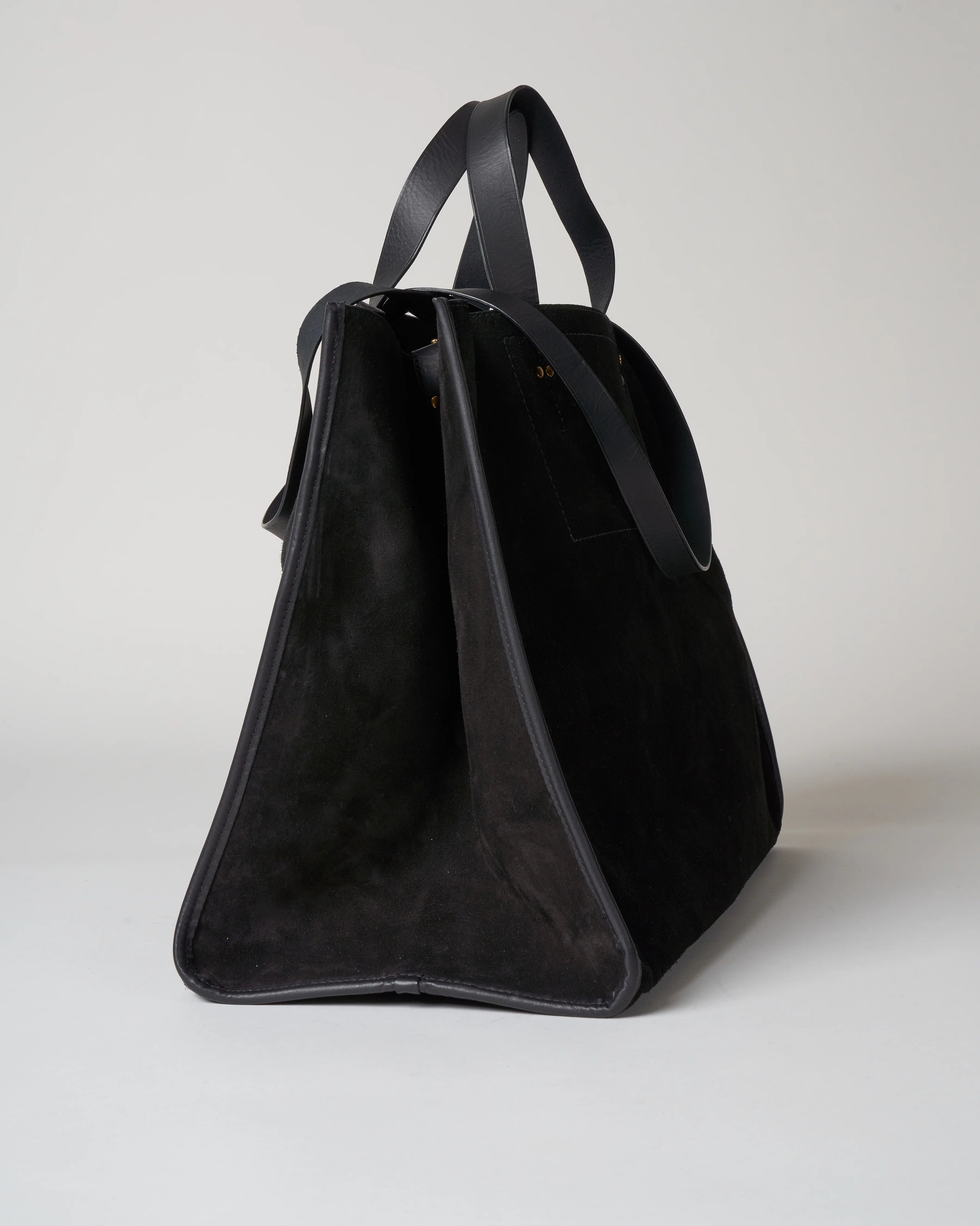 split suede tote - noir - Image 3