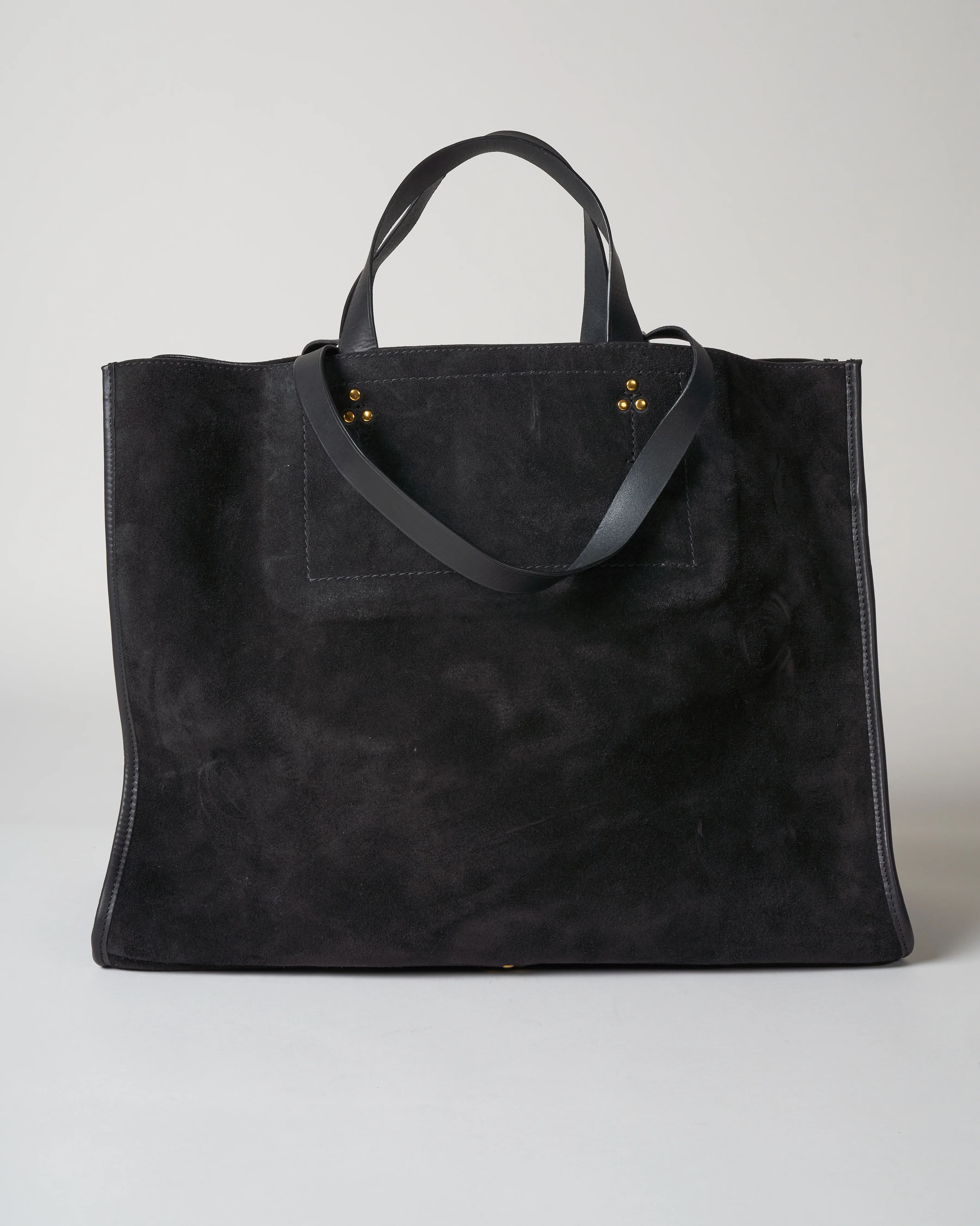 split suede tote - noir - Image 4